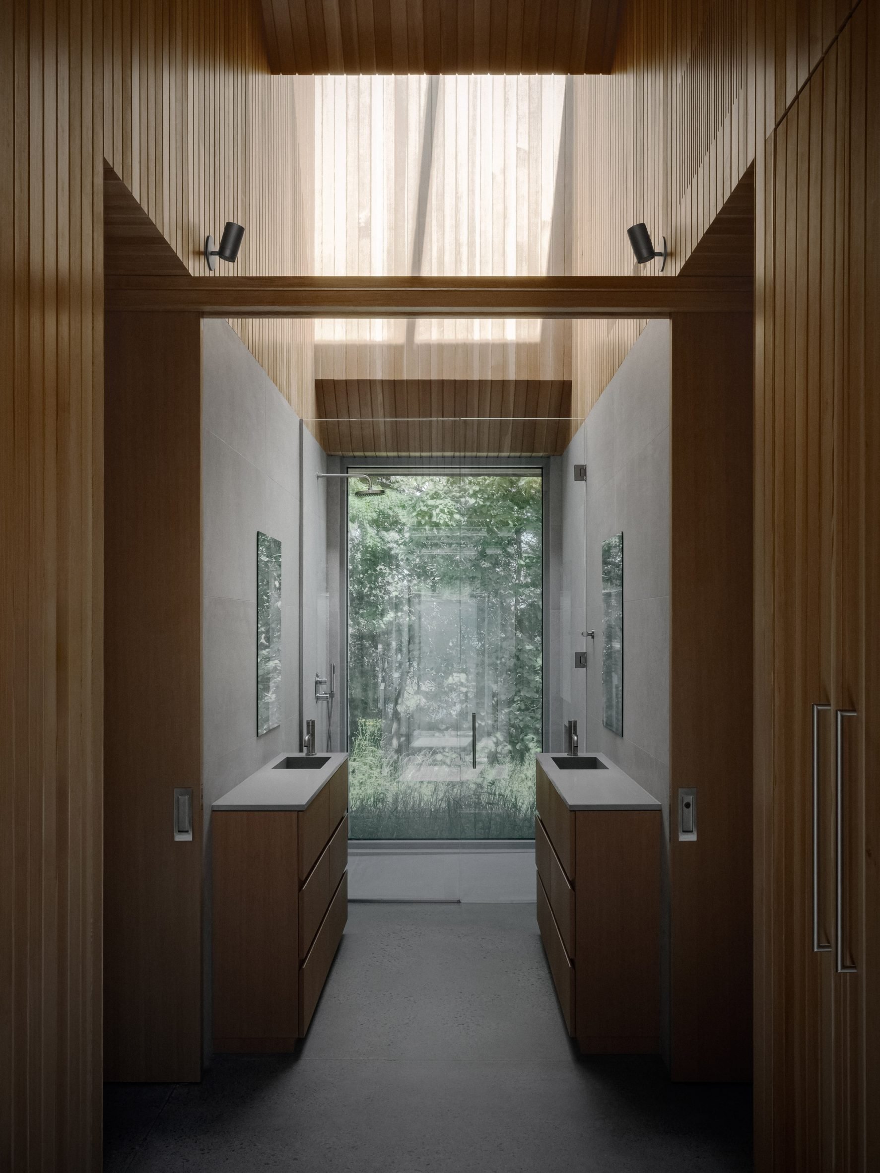 Concrete floors with skylight in cedar