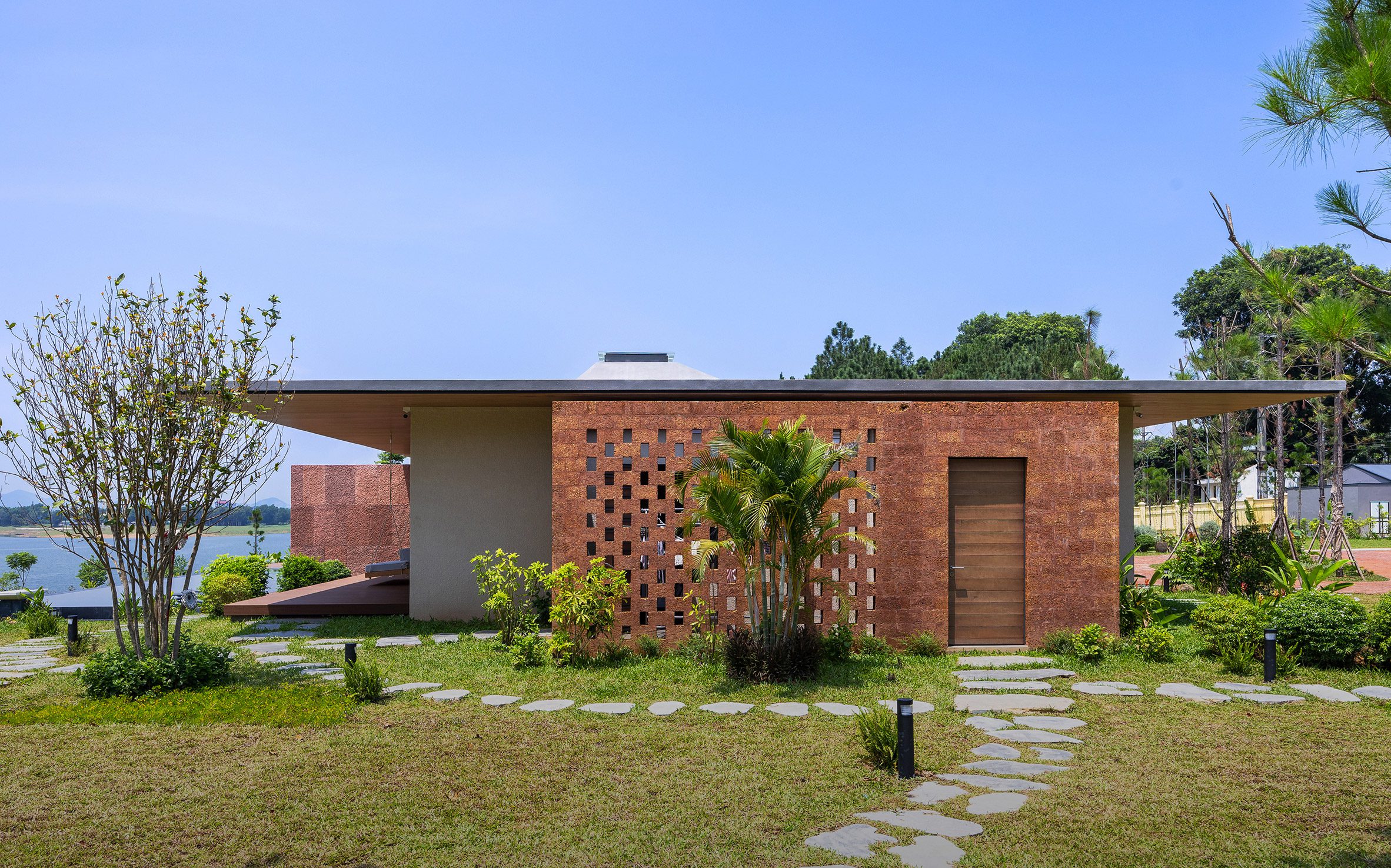 Laterite walls of SuoiHai Villa in rural Vietnam