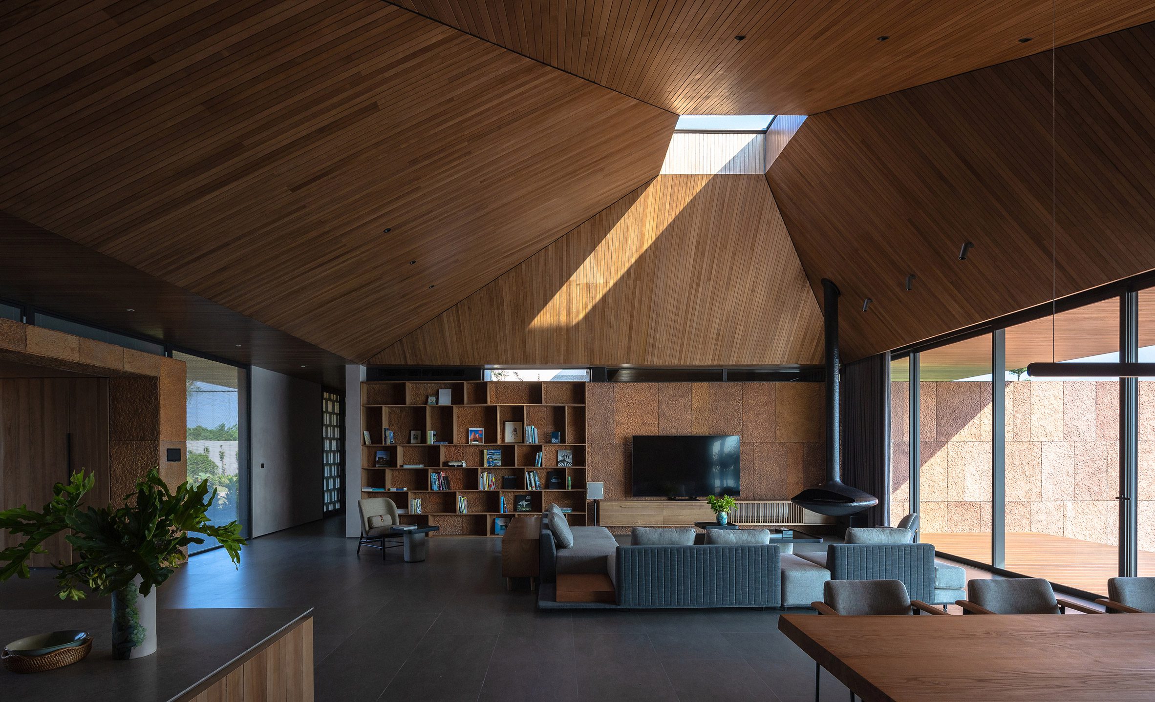 Living room of SuoiHai Villa in rural Vietnam by APDI Architects