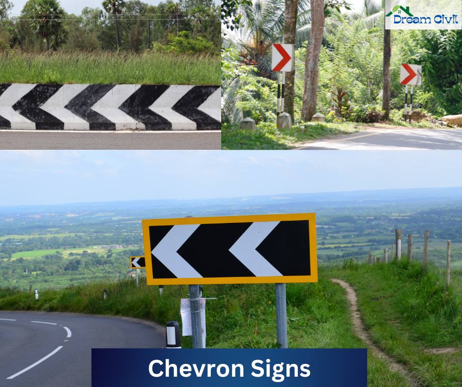 Chevron signs road delineators