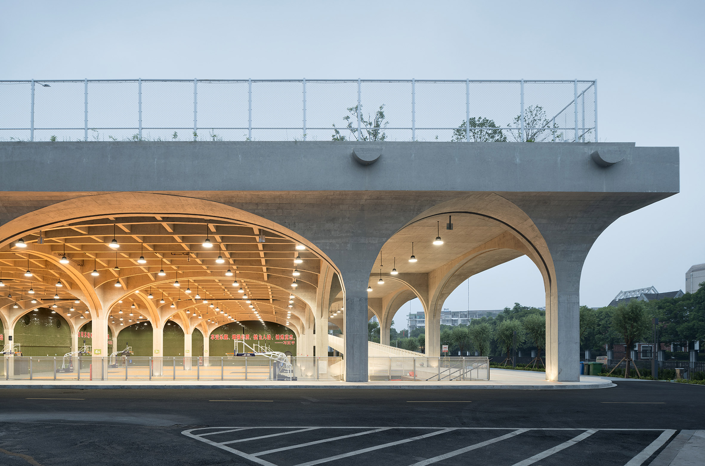 Exterior of Hexi Sports Field by The Architectural Design and Research Institute of Zhejiang University (UAD)