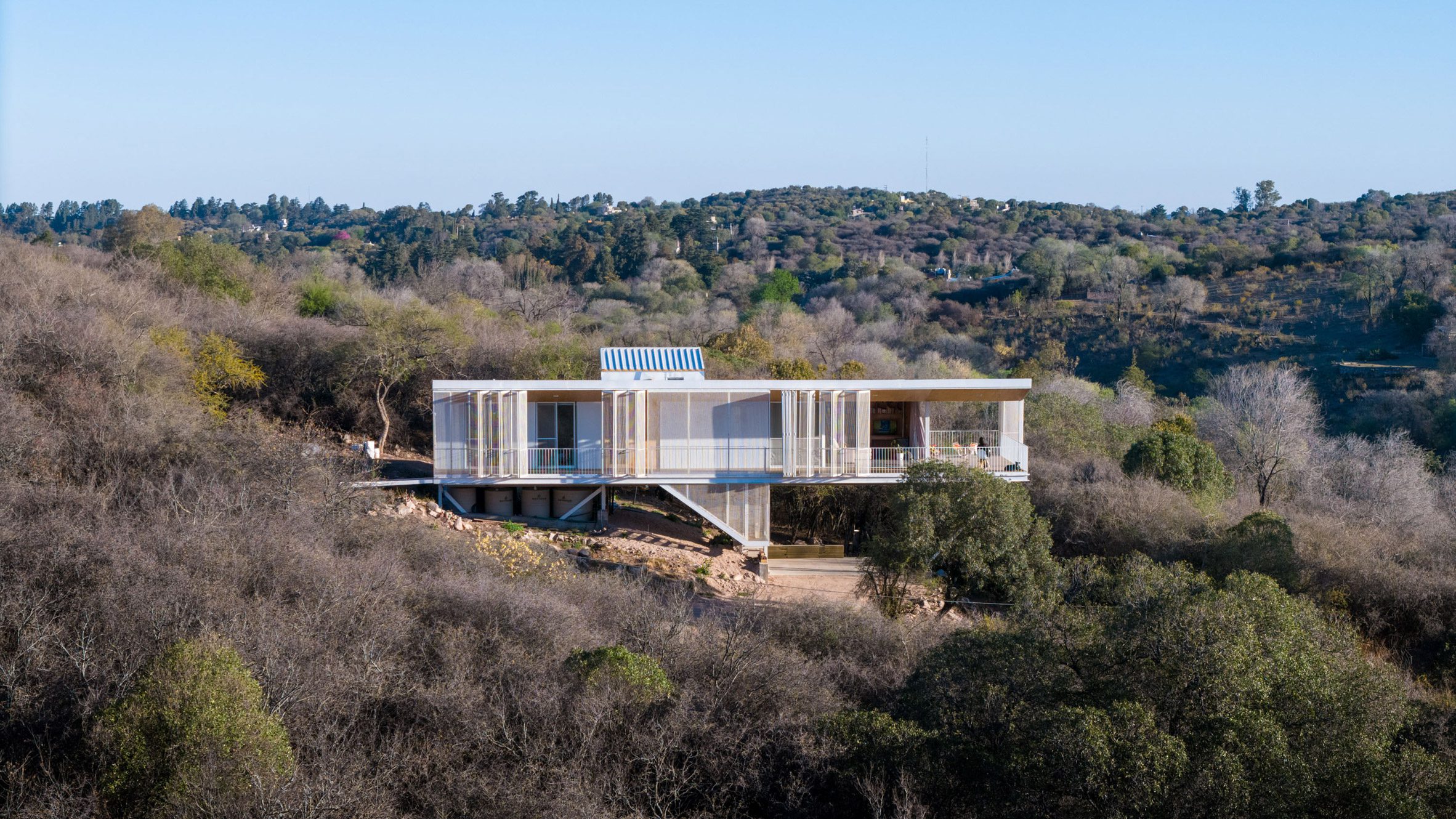A house with white screens