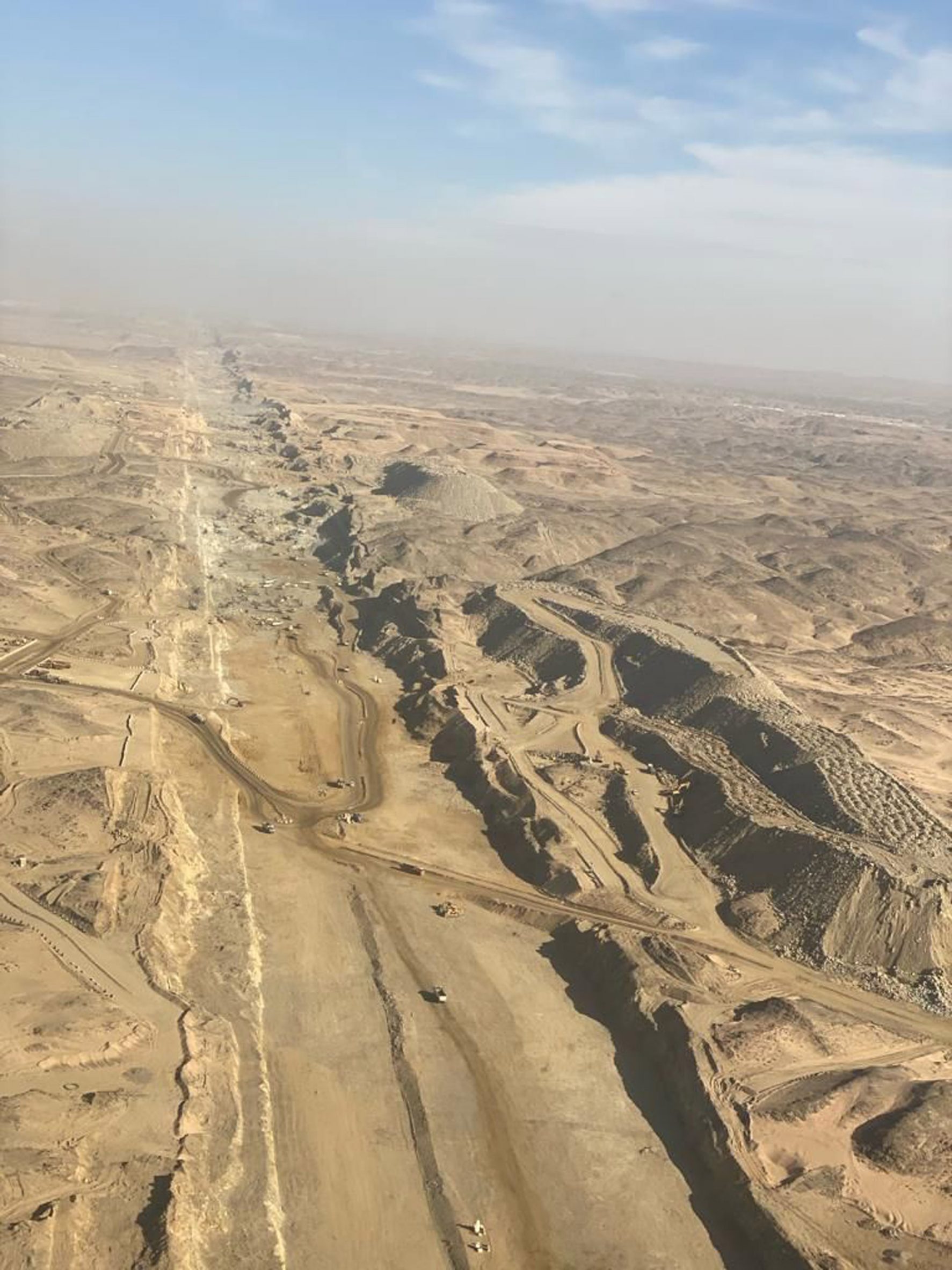 Aerial image of The Line under construction