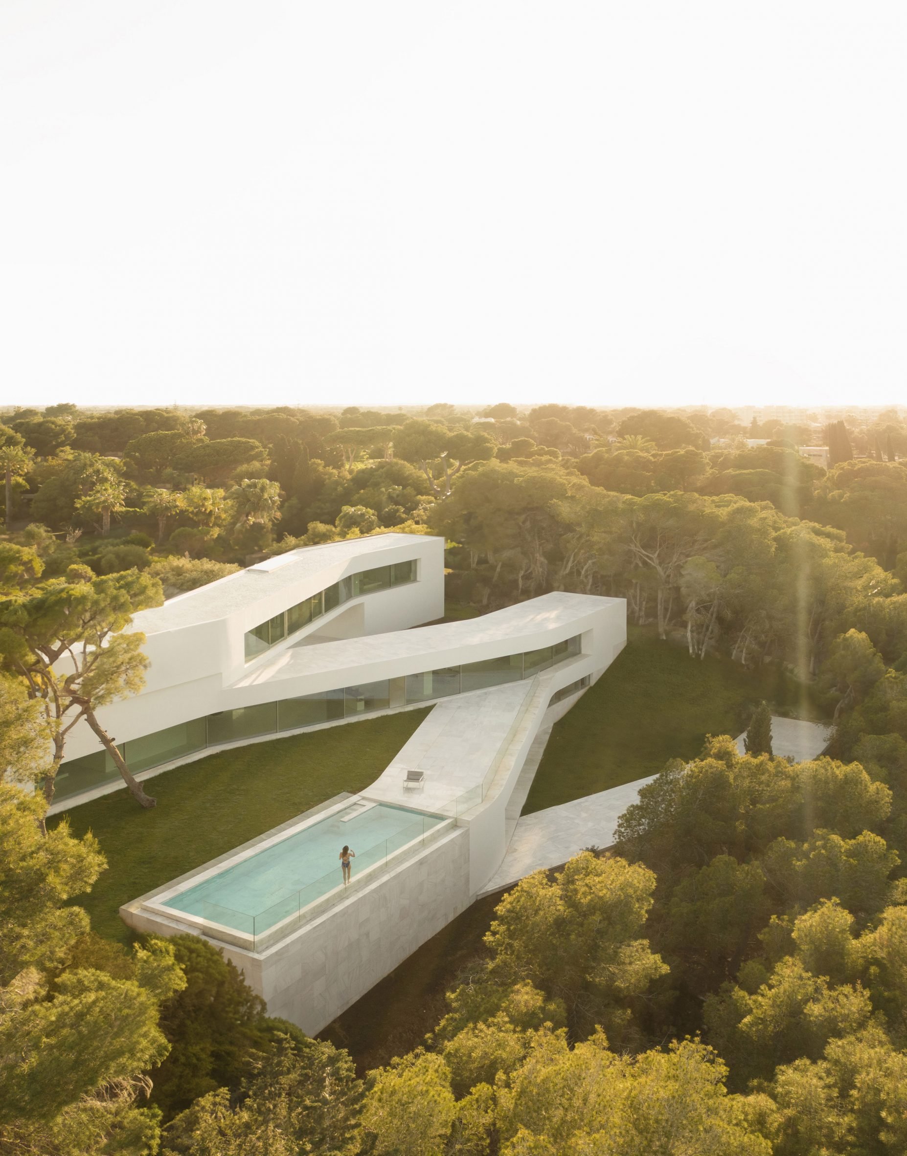 Aerial view of white home in Alicante