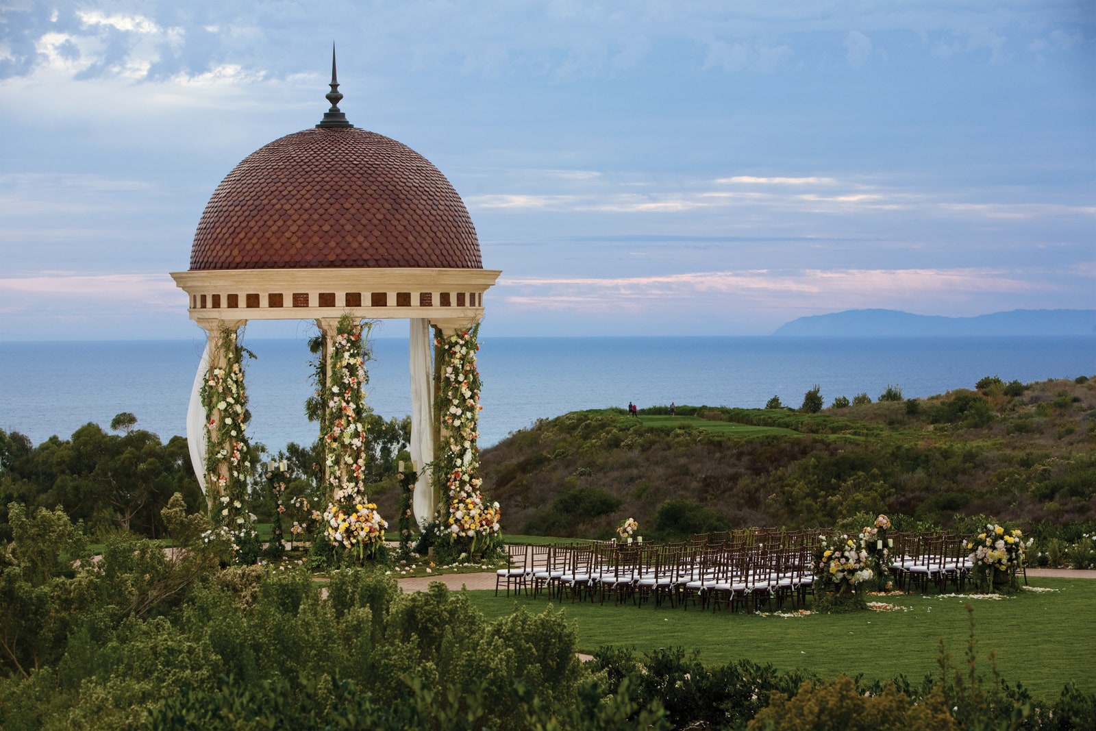 a rotunda adorned with flowers