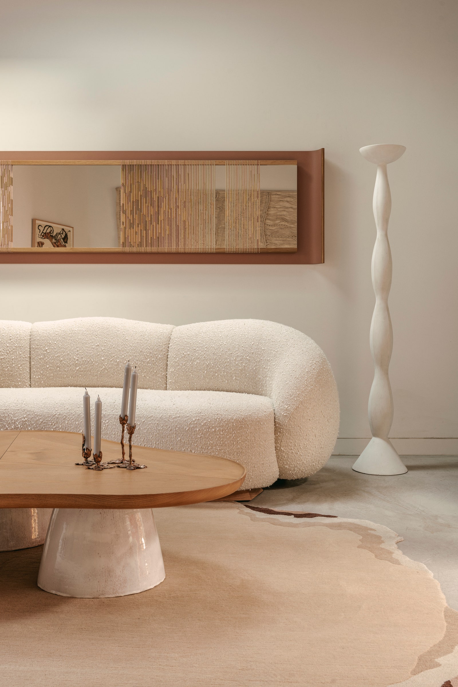 Image may contain Lamp Furniture Table Candle Couch Art Painting and Floor Lamp