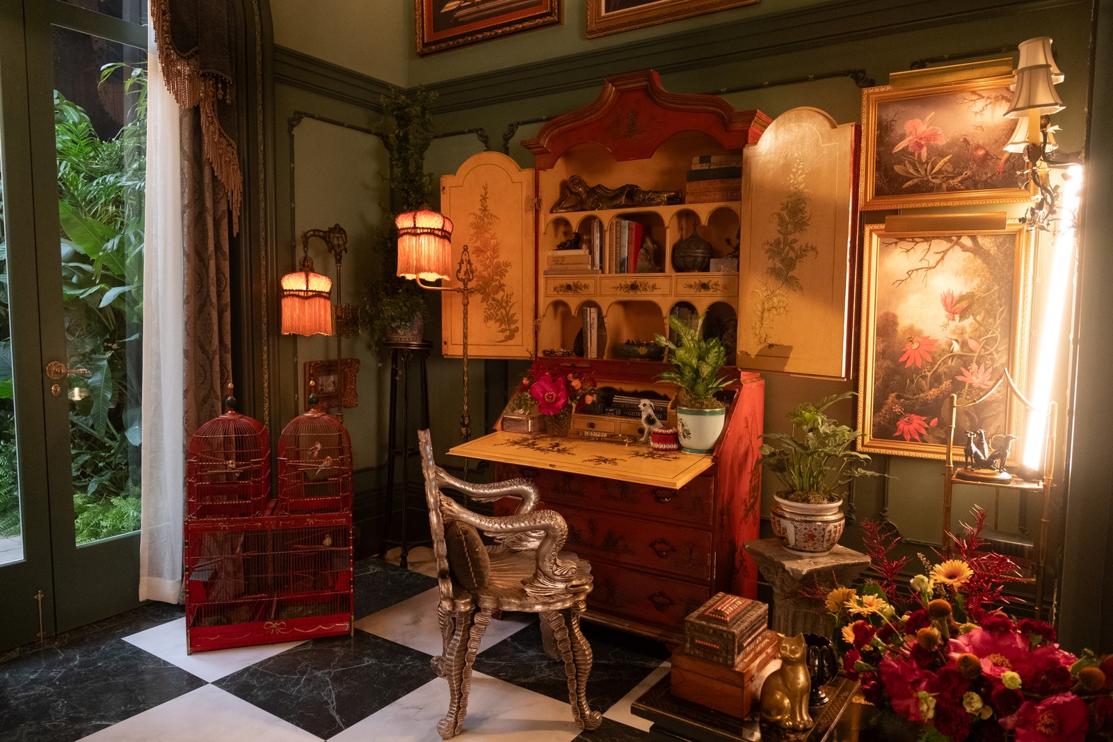 Image may contain Chair Furniture Plant Potted Plant Indoors Interior Design Art Painting Dressing Room and Room