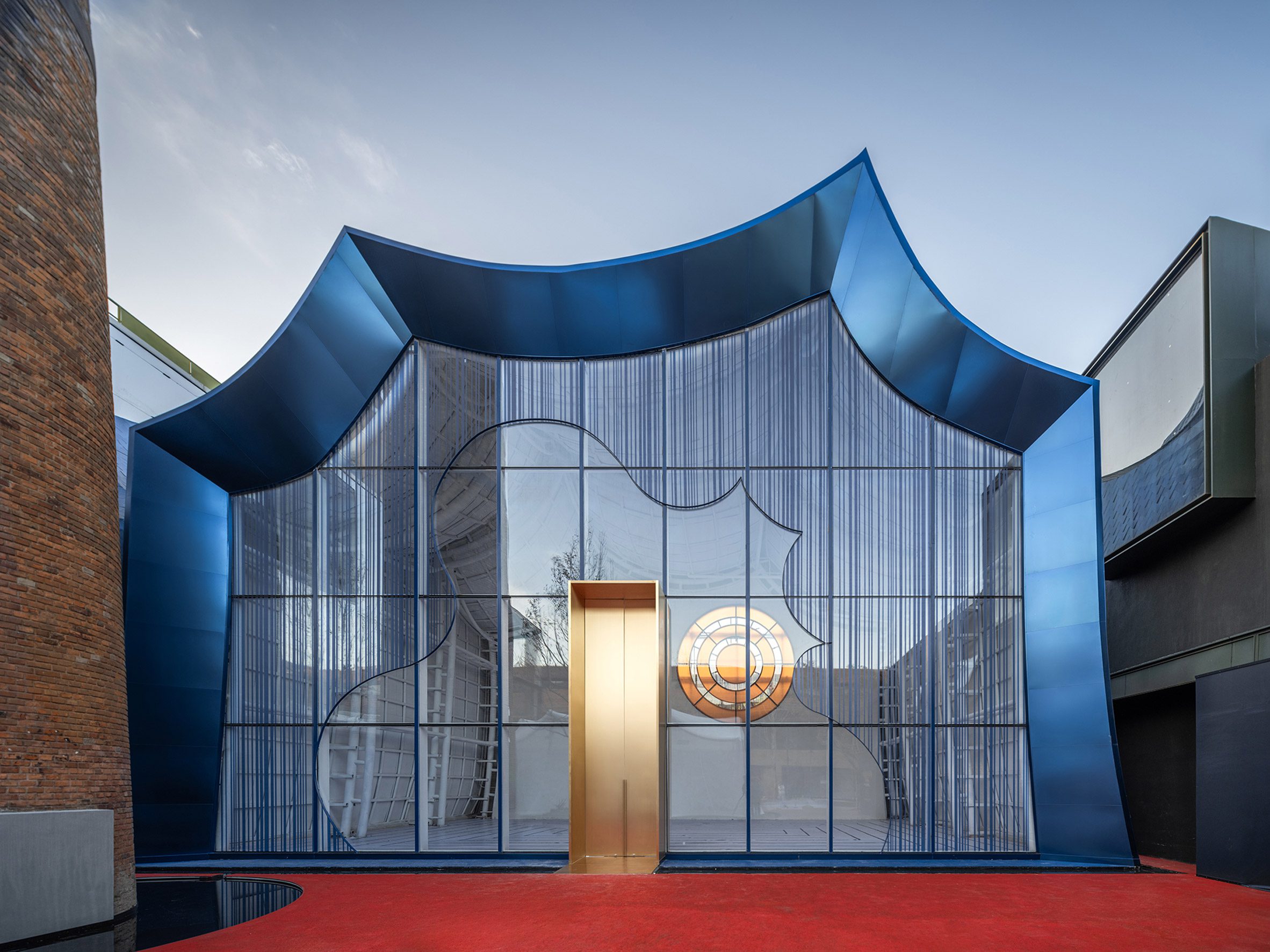 Blue aluminium structure within Klein Blue Hills and White Cliff in Shanghai