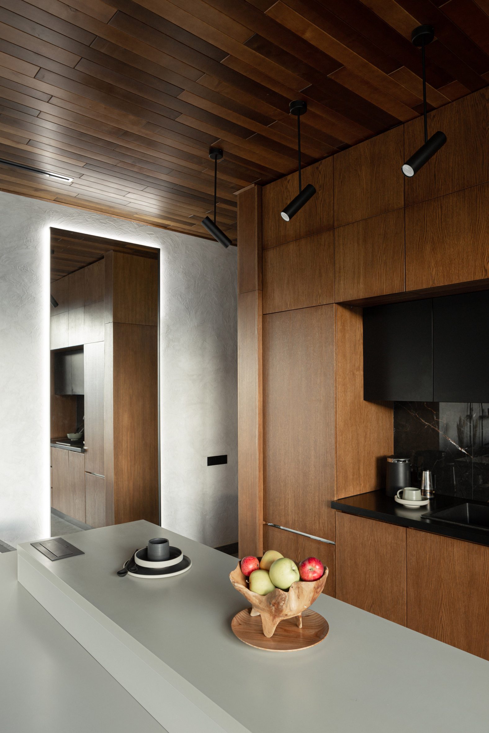 Interior kitchen unit of Krasnyk House by Sanina Arch Club in Ukraine