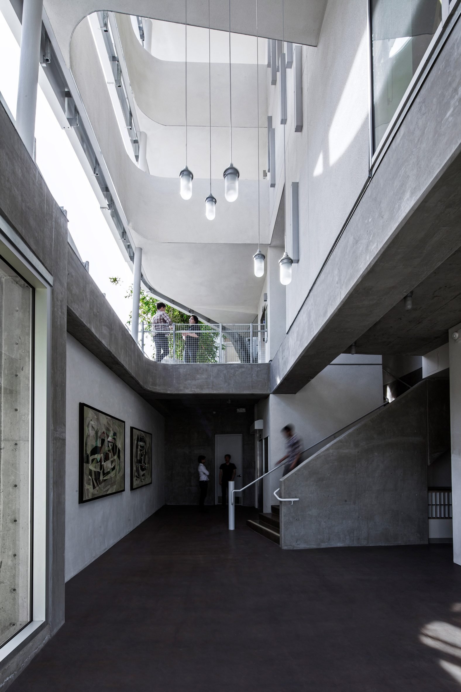 The lobby of a building 