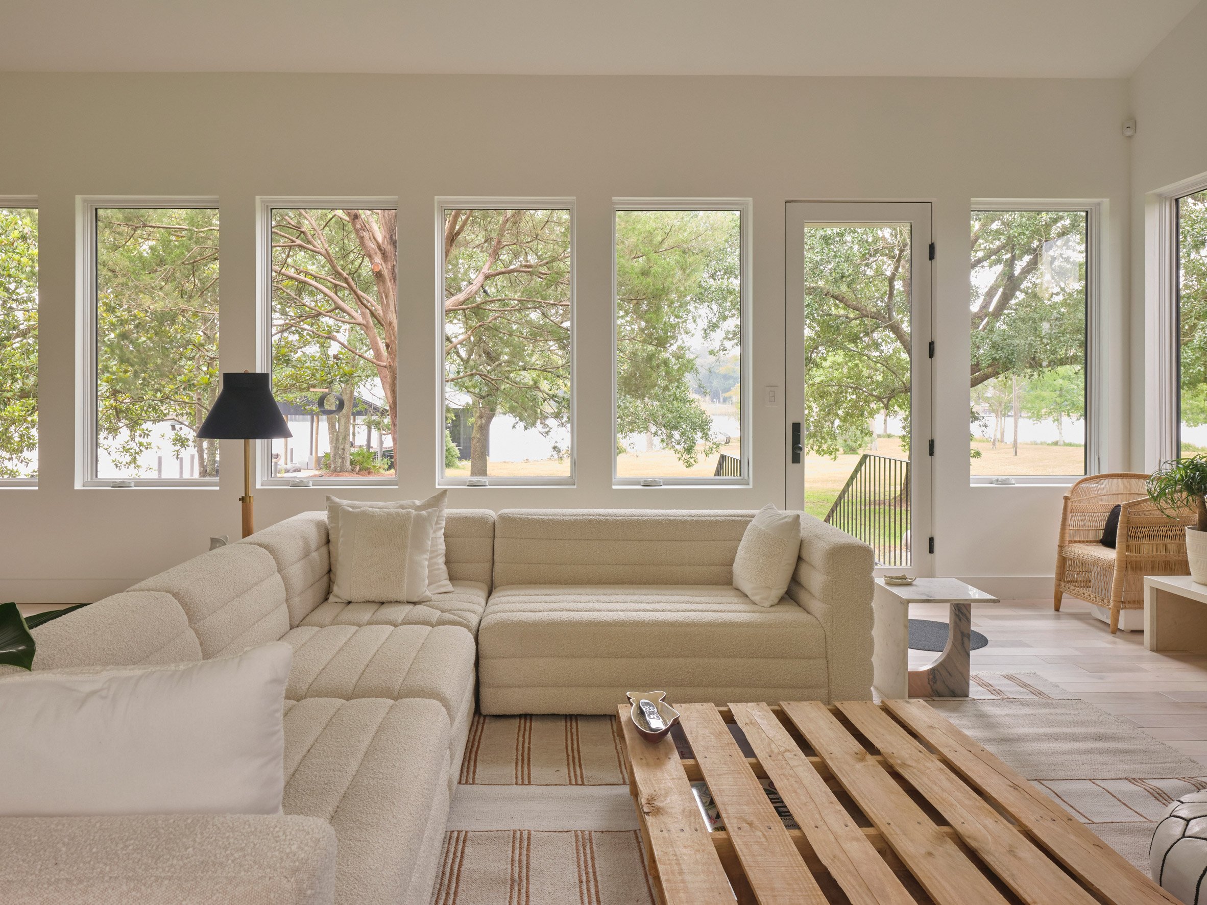 Living room within Fowl River Cabin