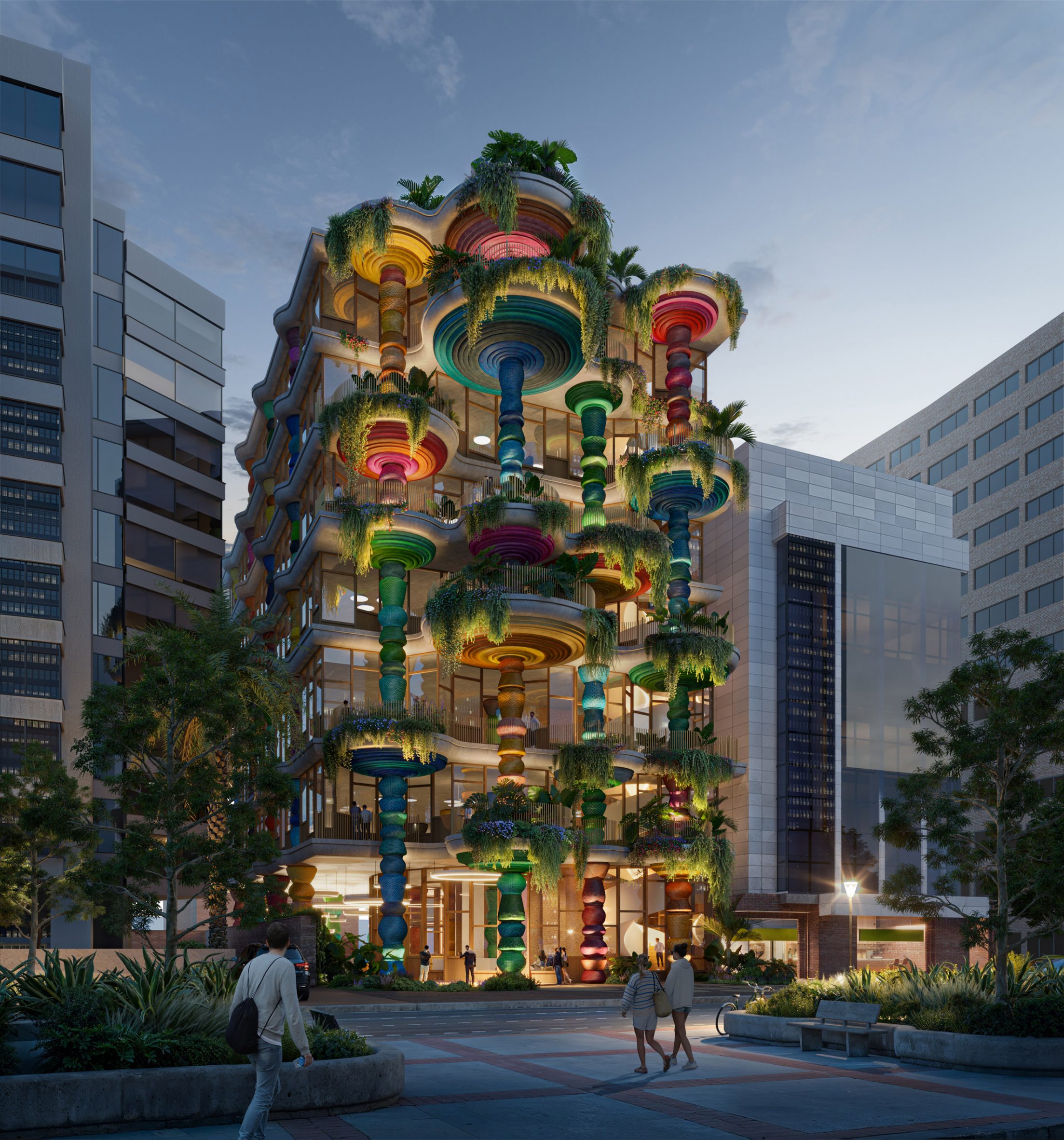 Building with colourful columns