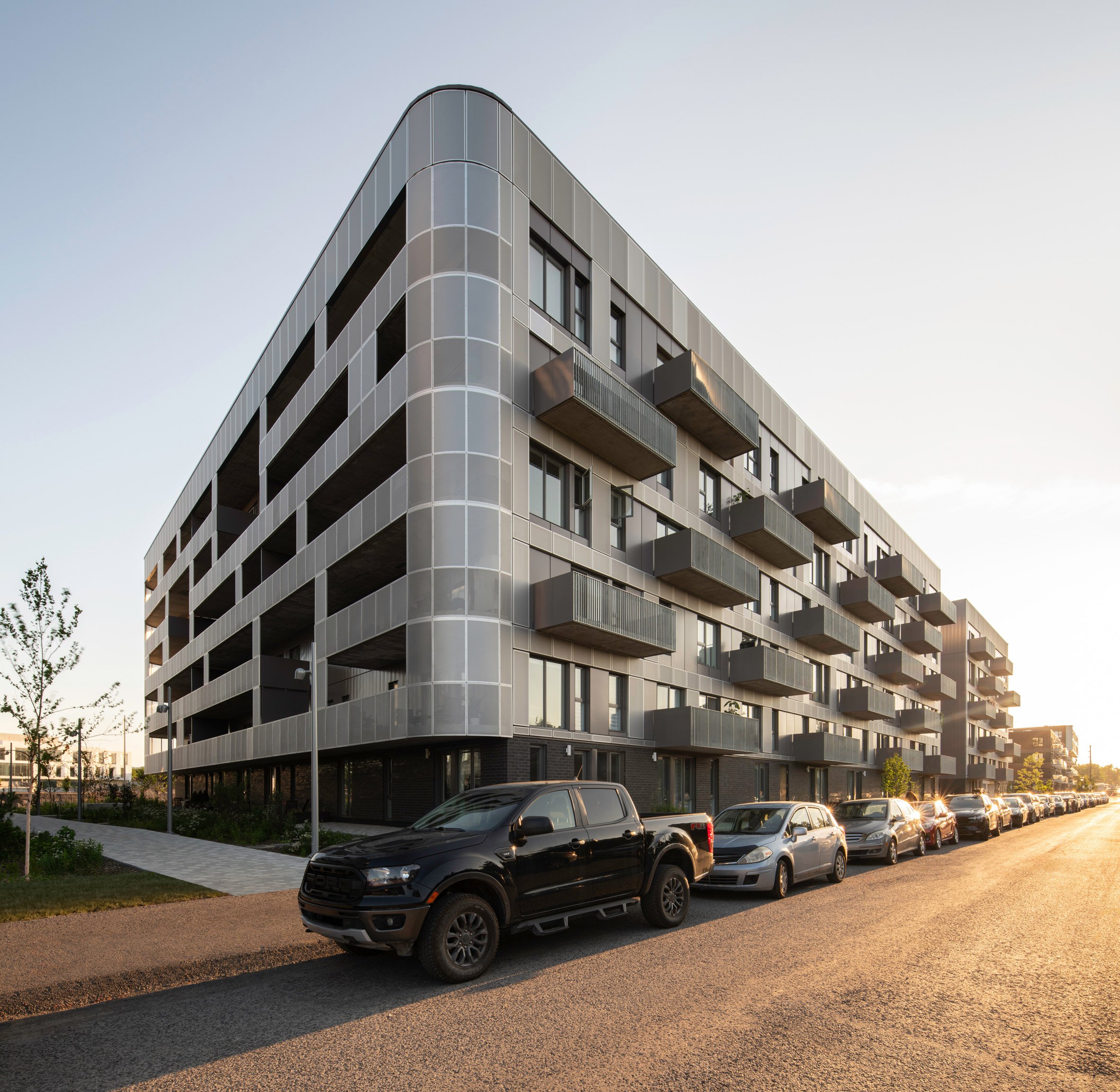 Balconies on exterior of Montreal housing block