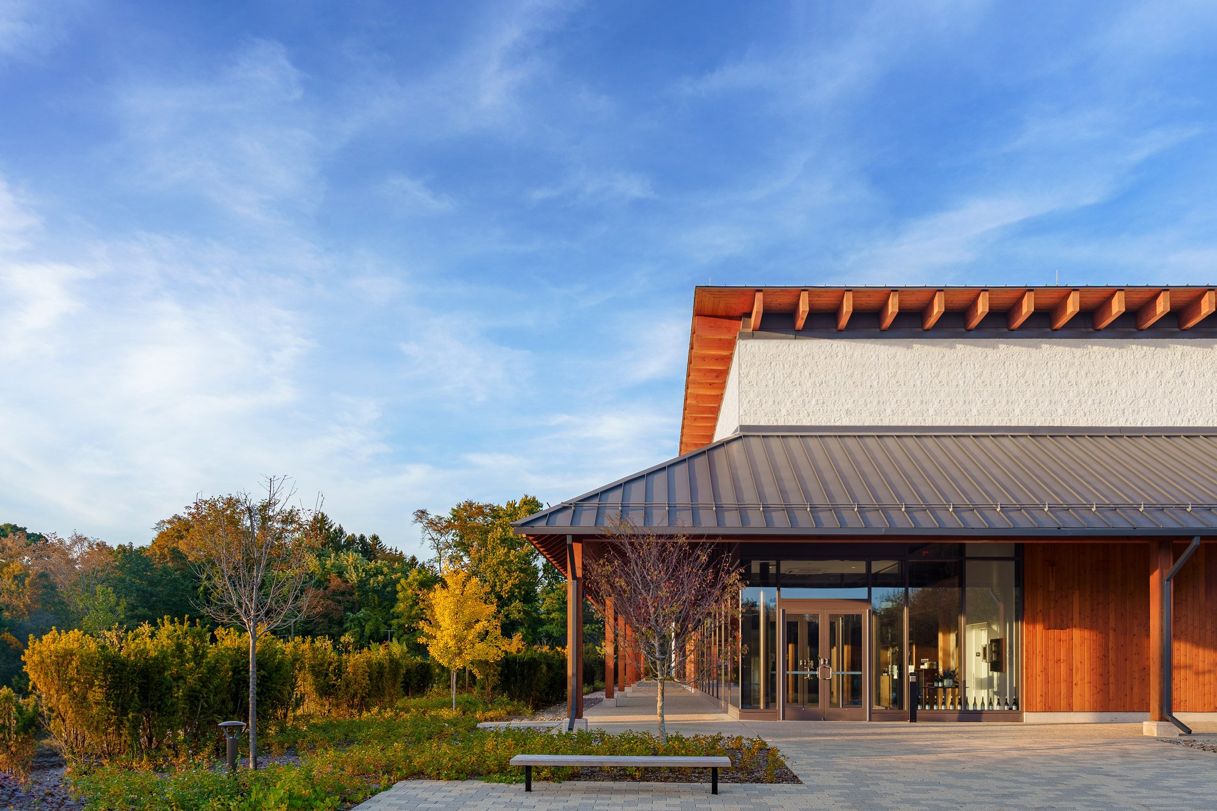 A building with overhang roof
