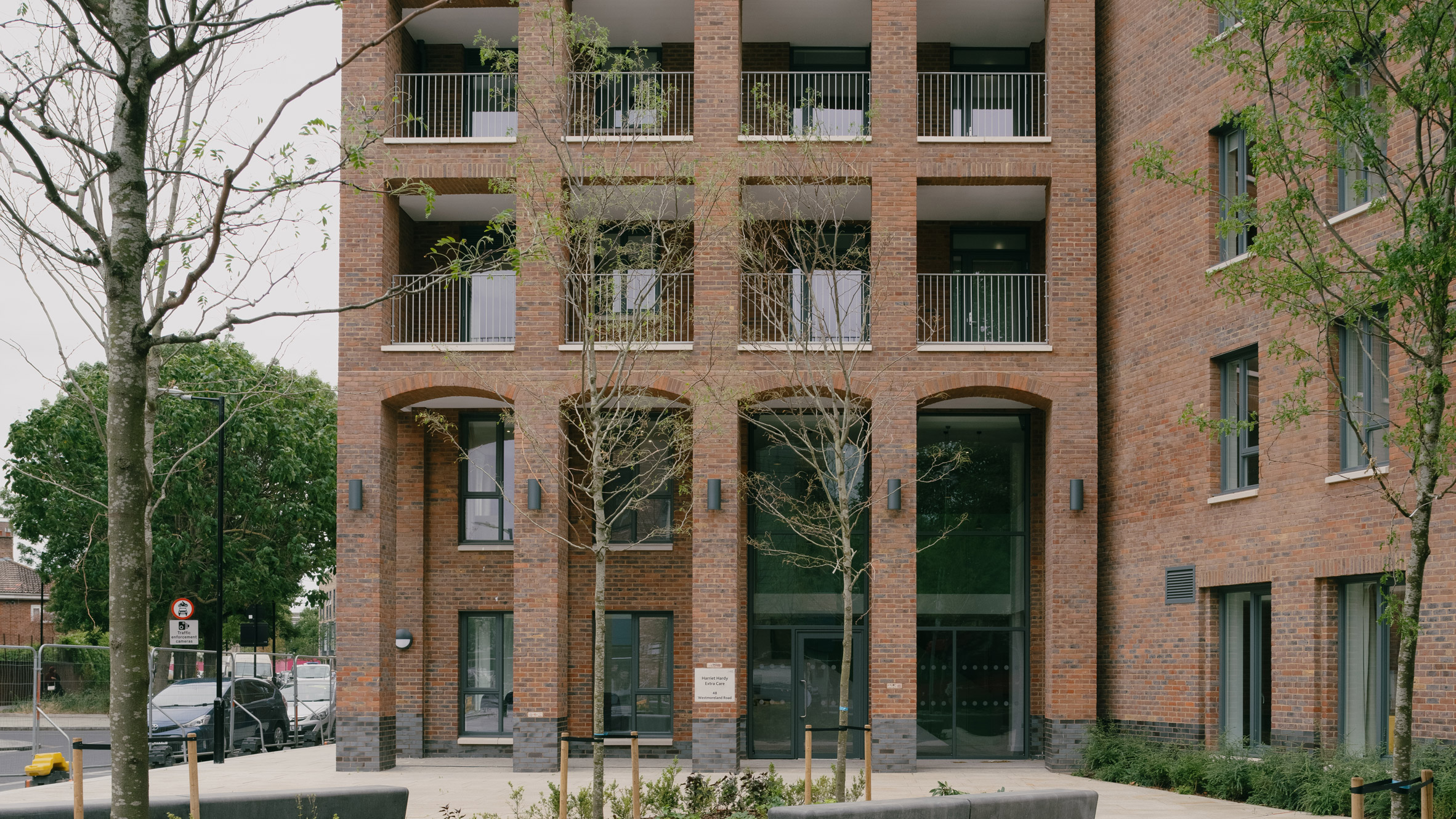 View of facade of Harriet Hardy House in Southwark