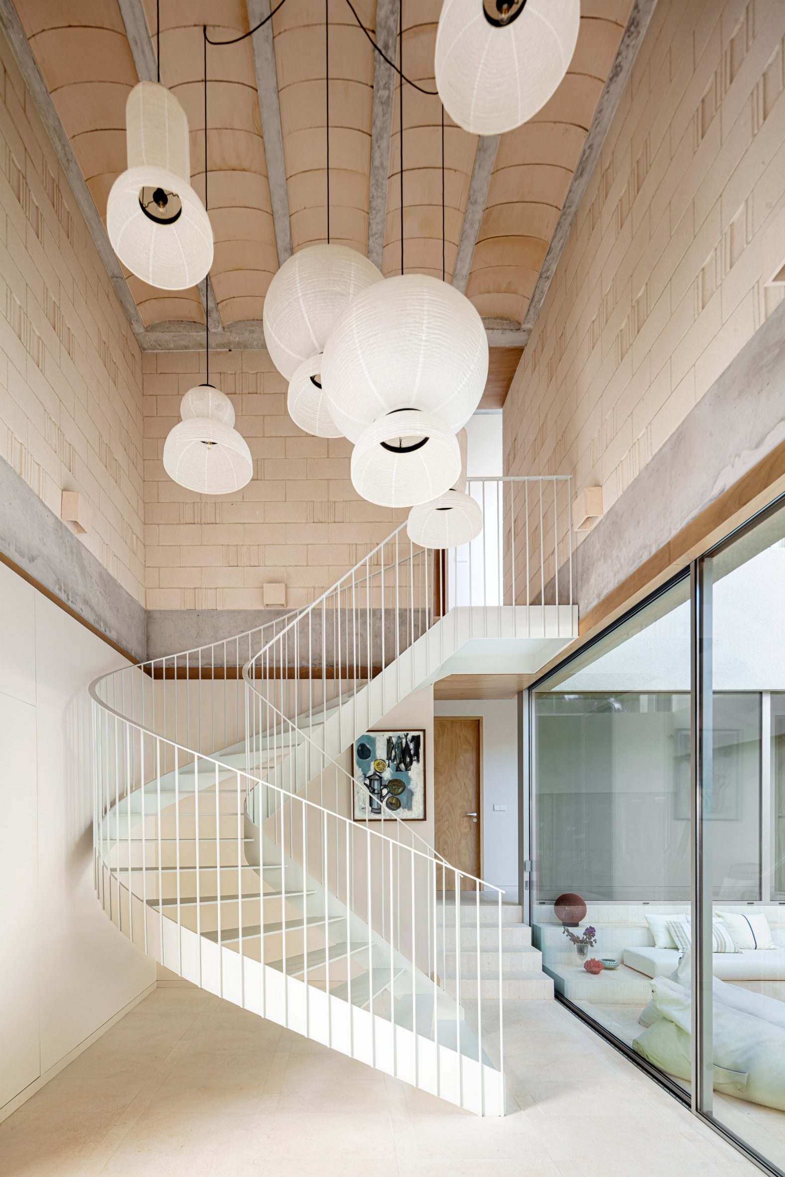 Spiral staircase within Bundle House