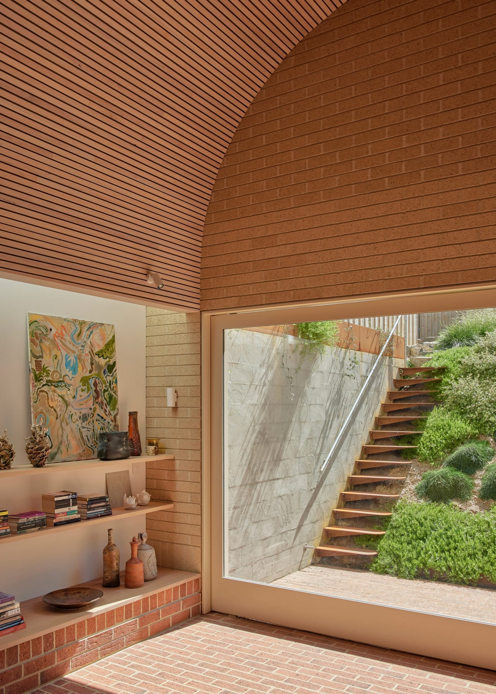 View out towards garden at residential extension by So Architecture