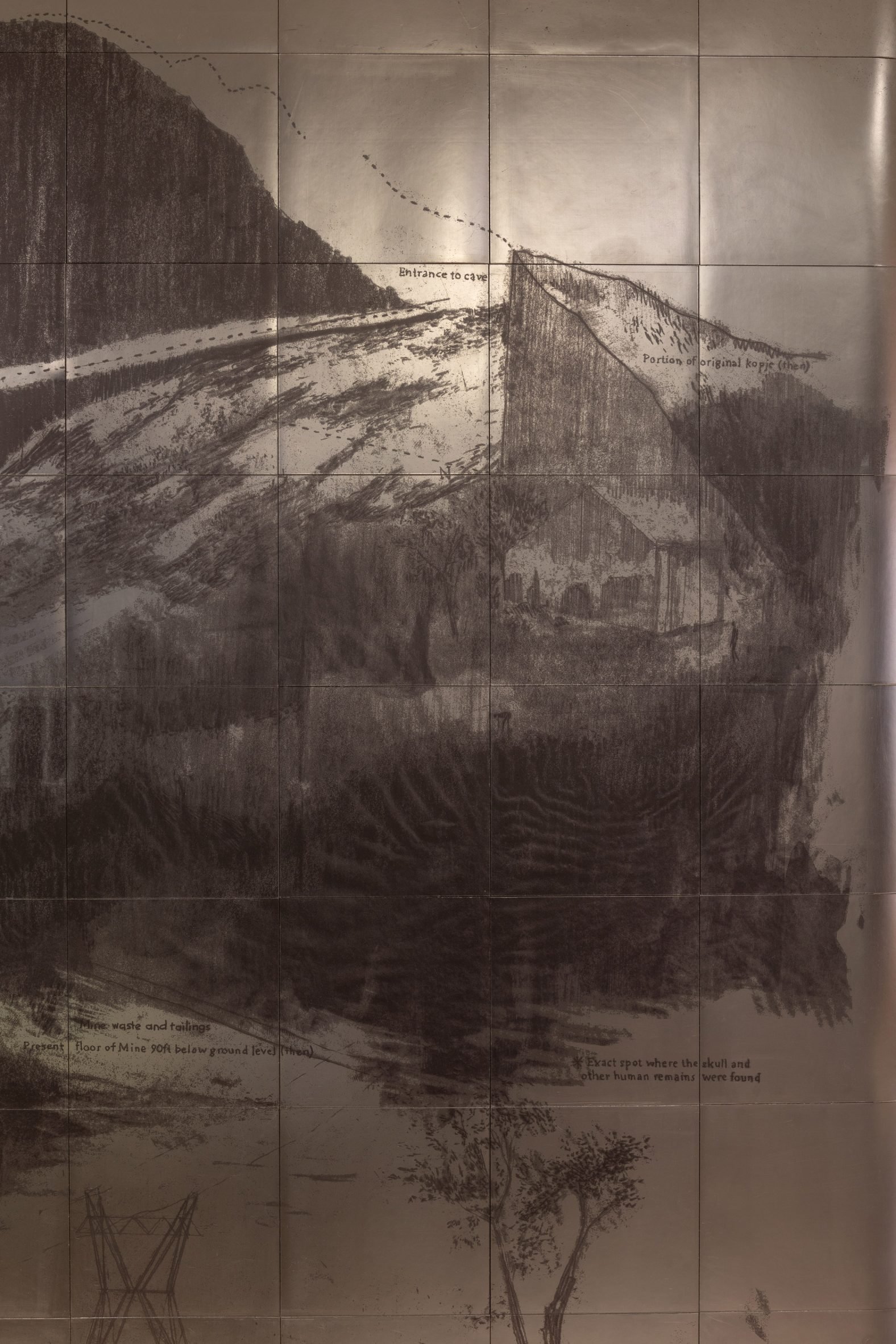 Graphite mural in Raise the Roof exhibition at RIBA in London