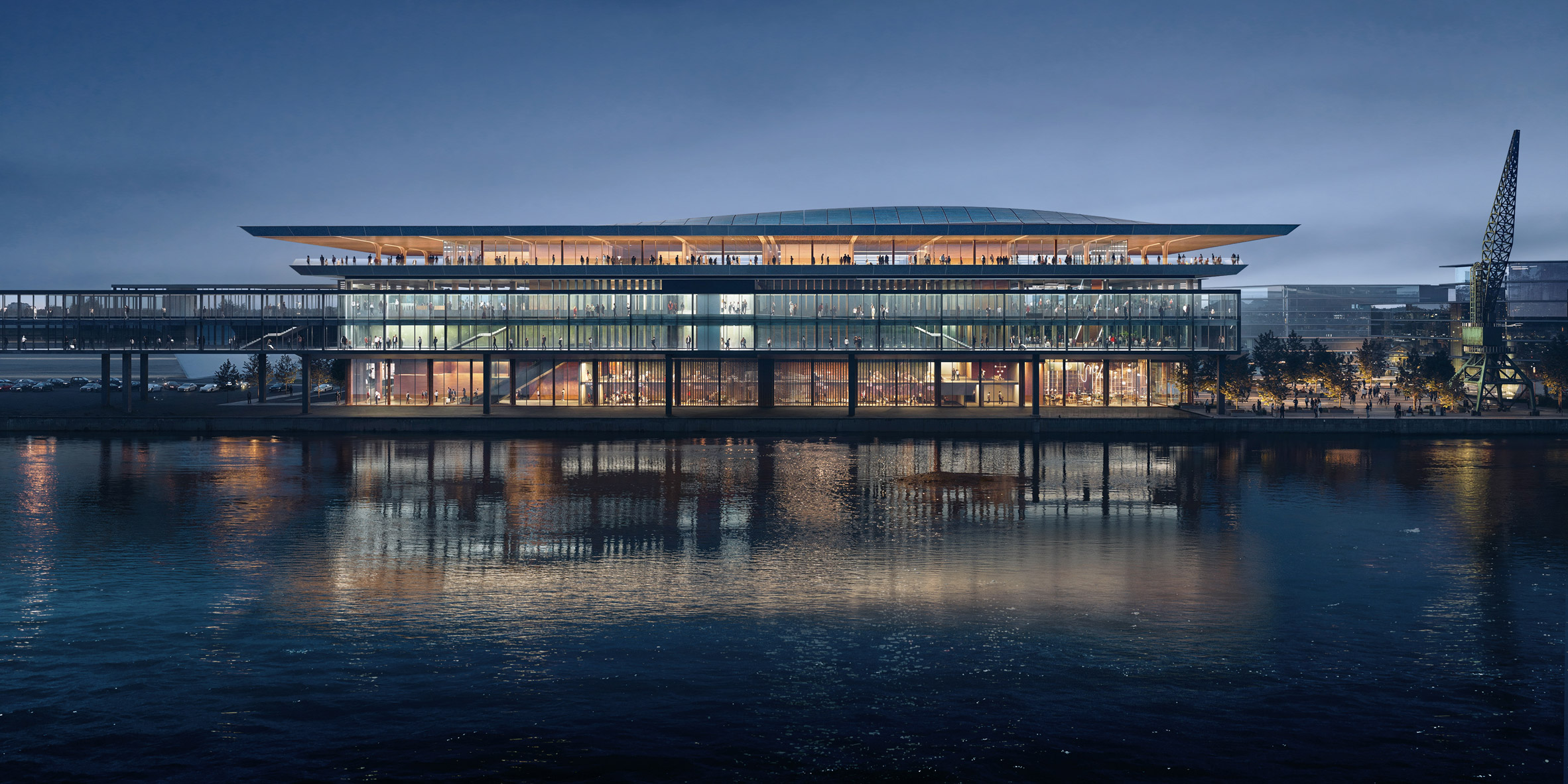 View from river of Ropax Ferry Terminal in Latvia