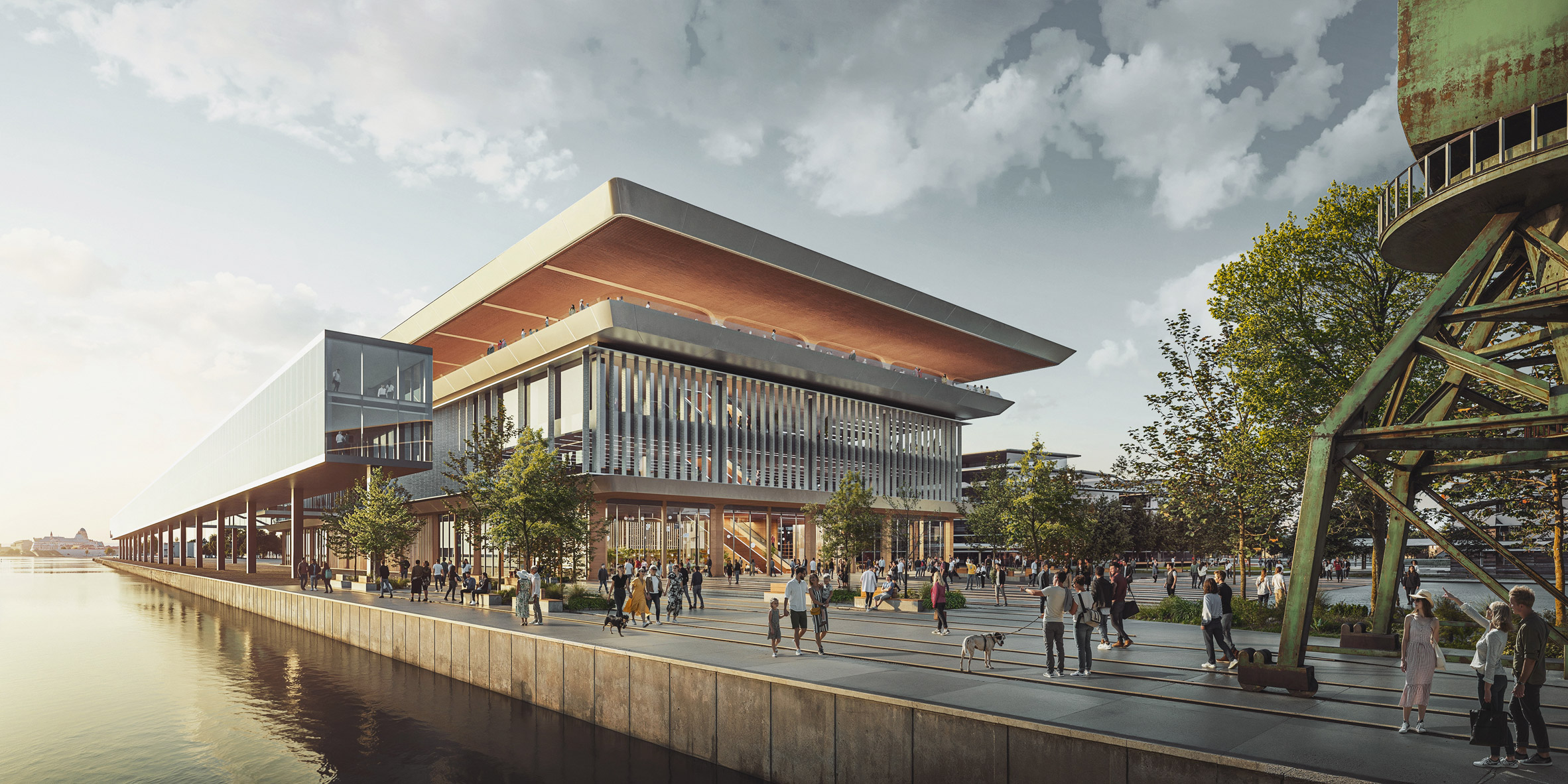 Render of ferry terminal by Zaha Hadid Architects