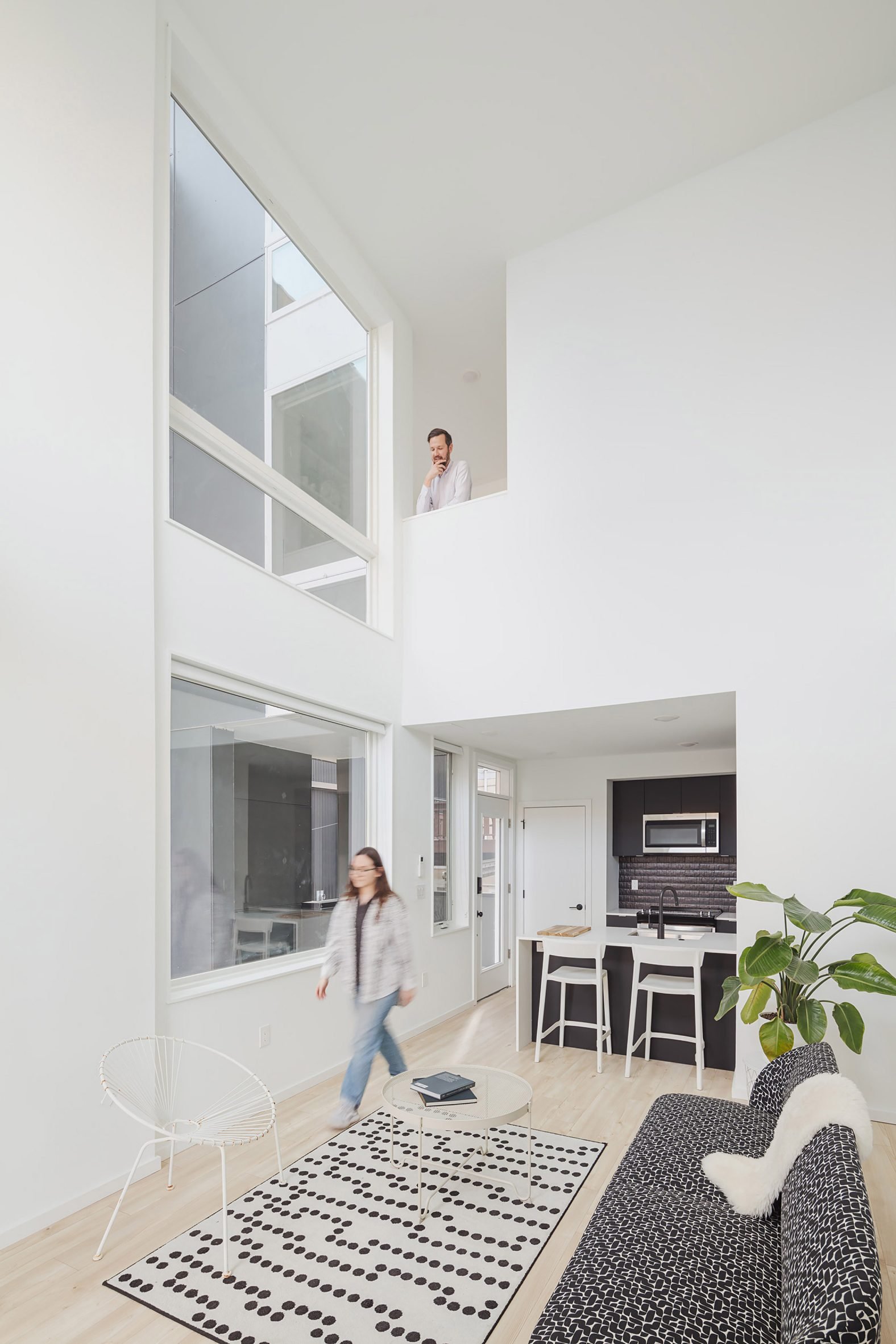 People walking around in house