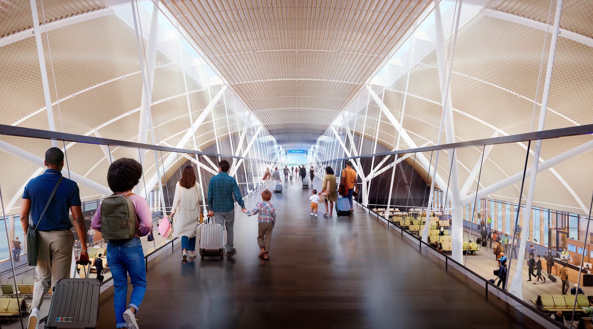 Walkway in SOM O'Hare terminal