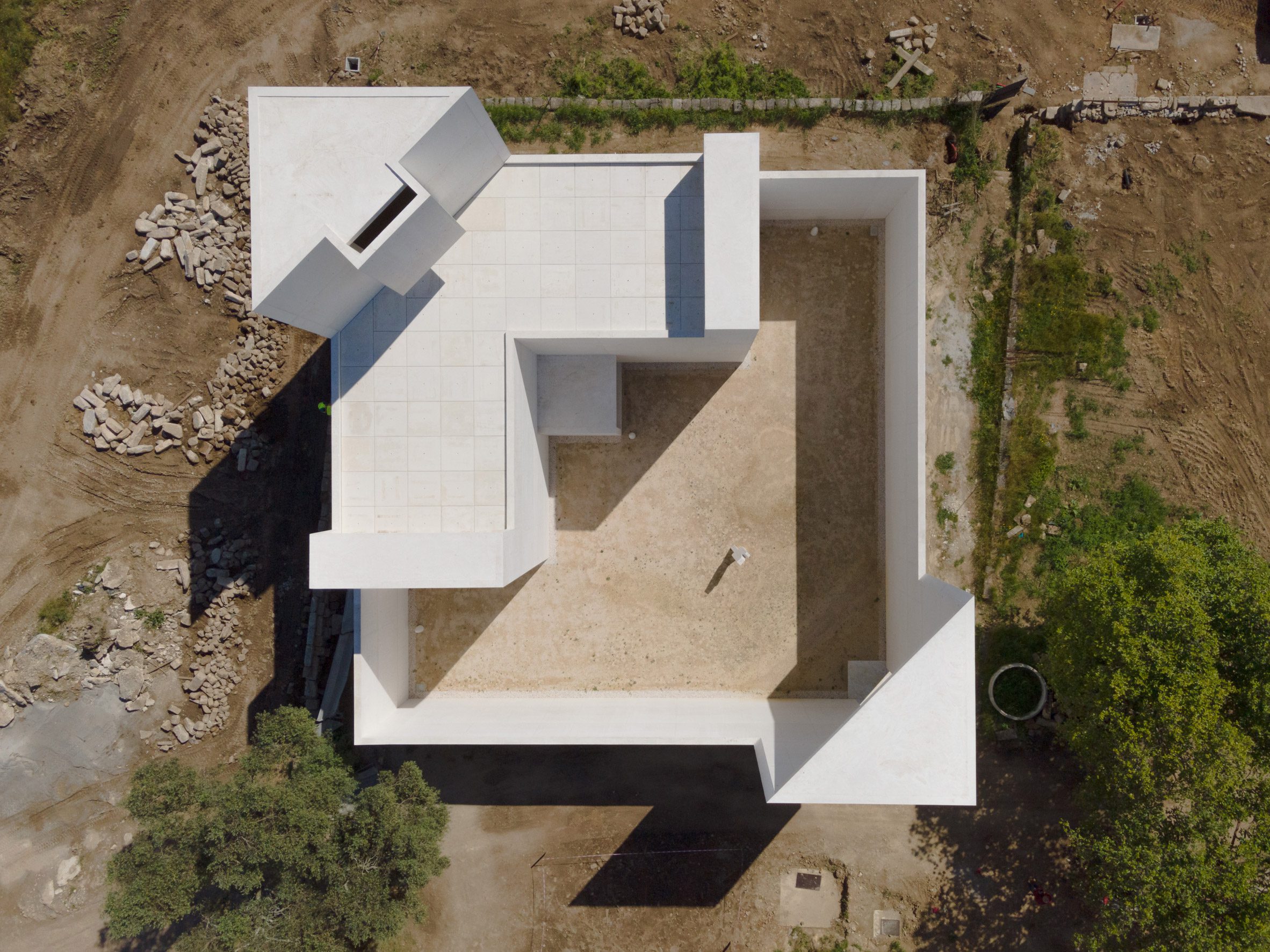 View from above of Monastery of Leça de Balio extension in Porto