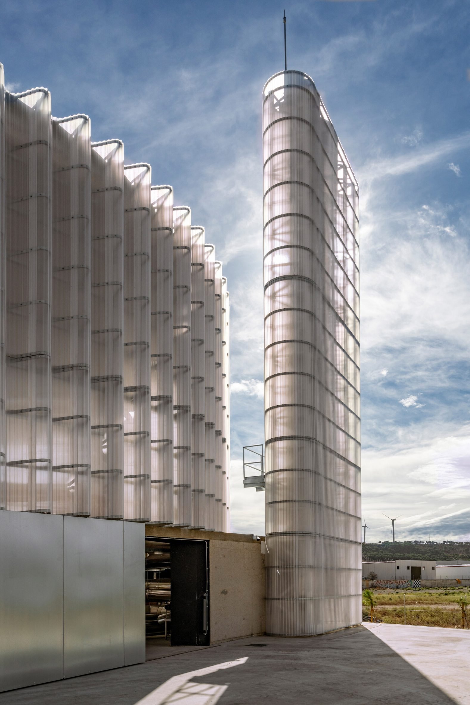 Tower made of polycarbonate plastic