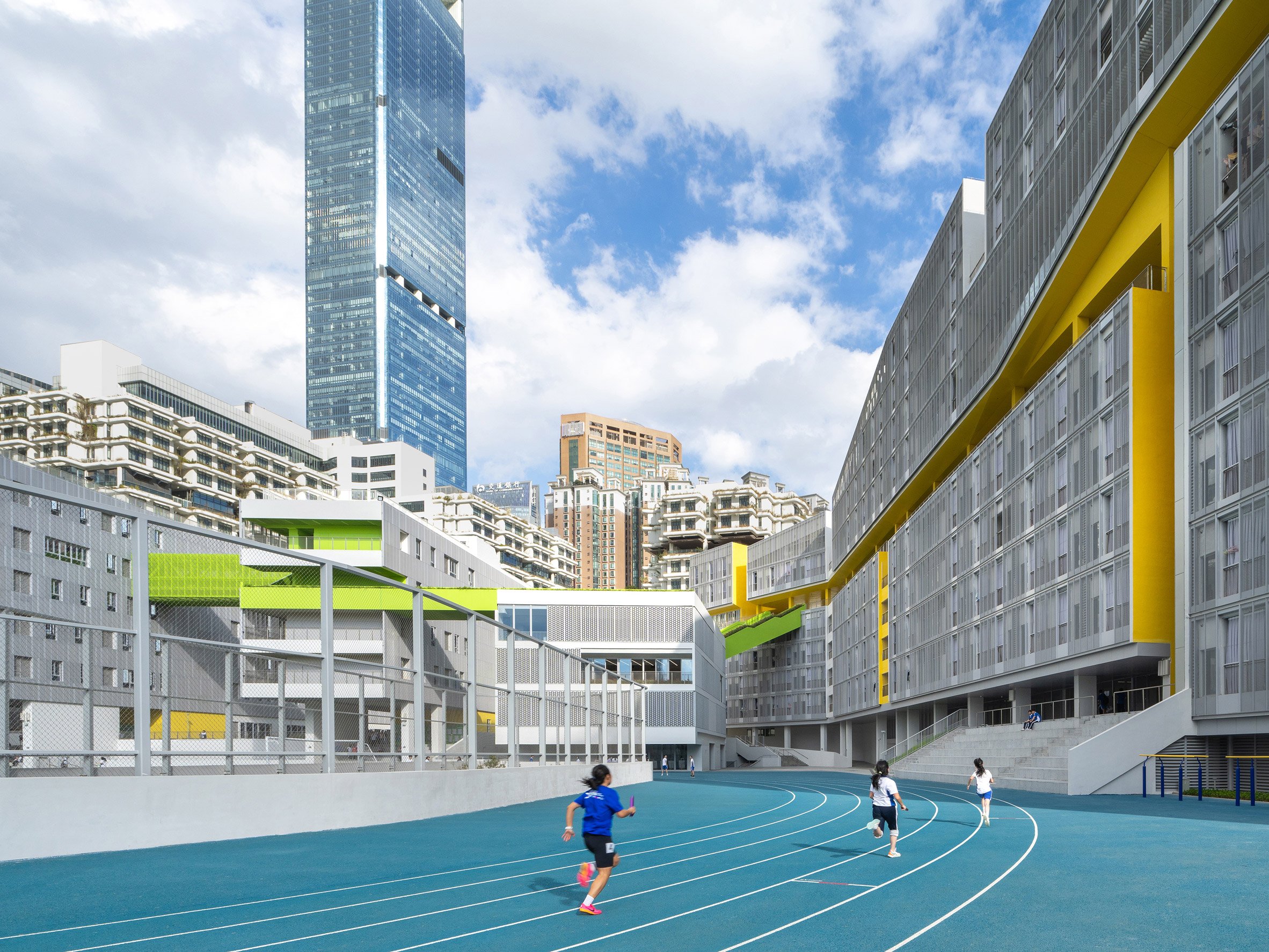 Running track at educational facility by Remix Studio