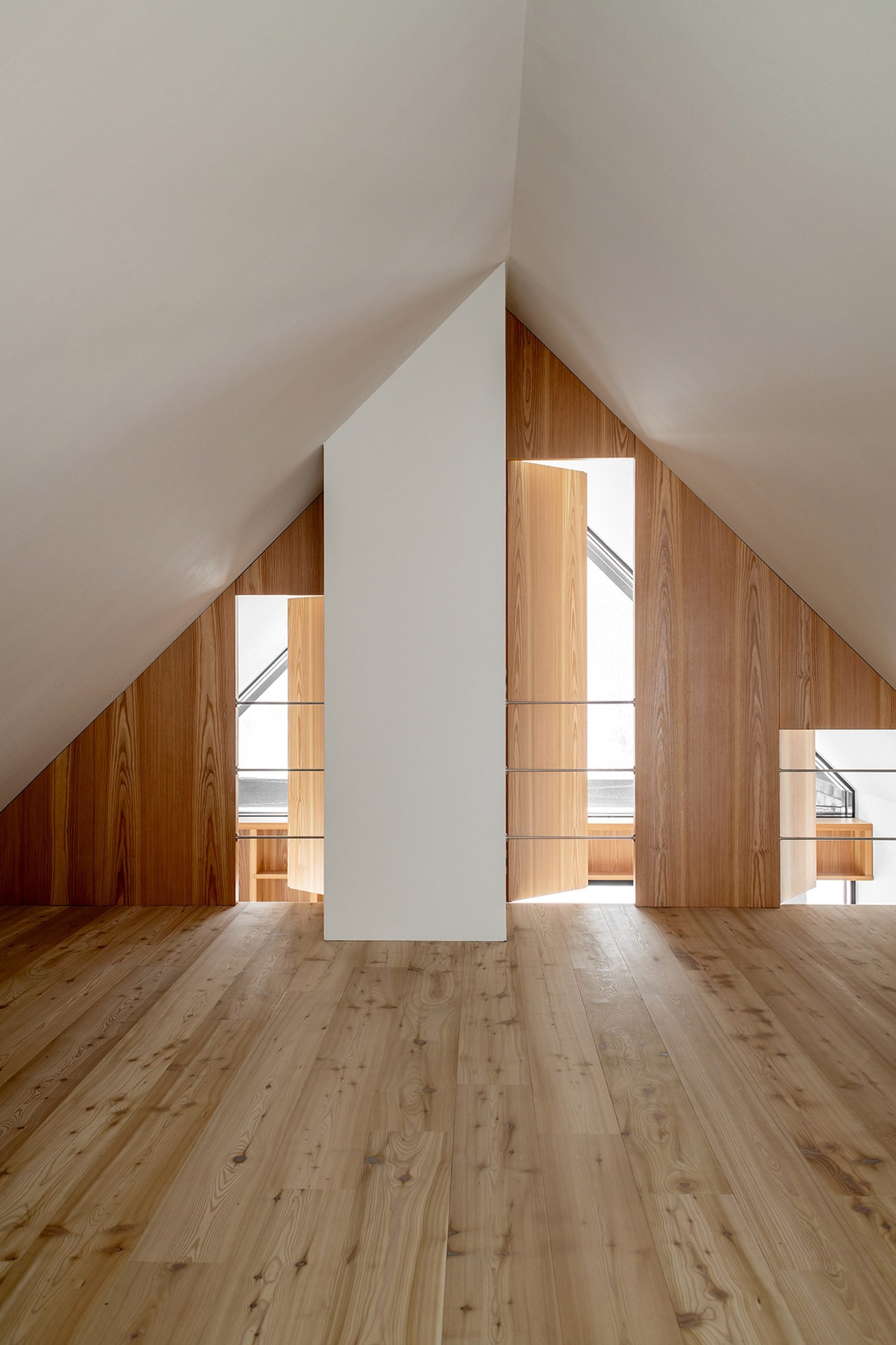 Upper floor bedroom interior at Põro House in Estonia