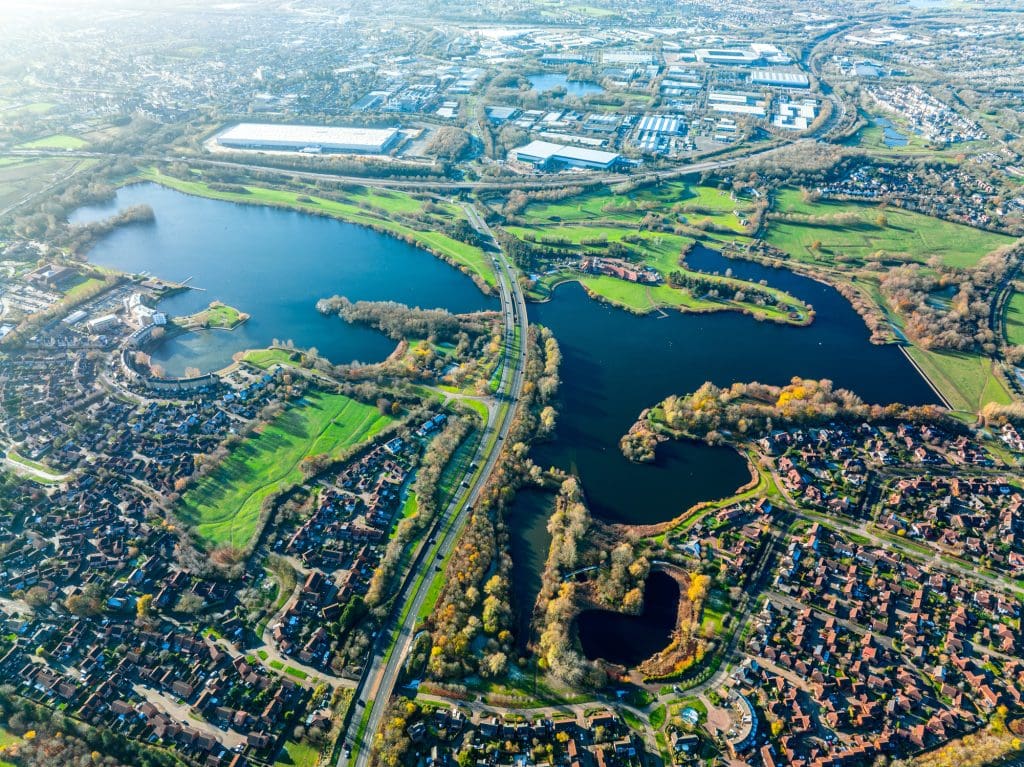 Milton Keynes, an example of a new town taking advantage of medium cities greenbelt