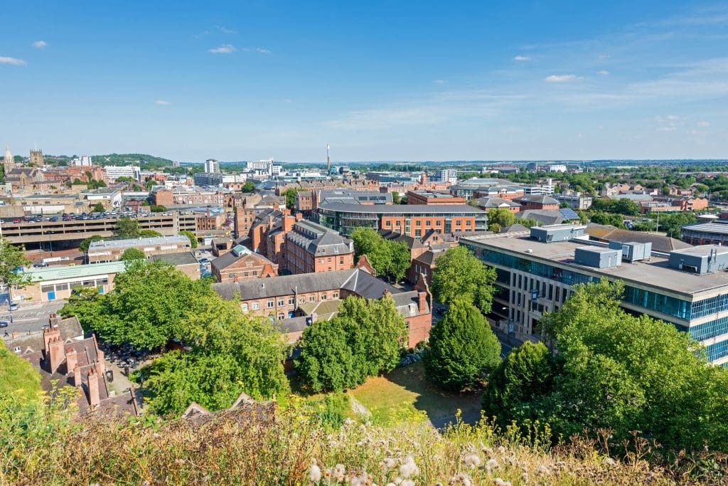 Nottingham city, a larger example of a medium city greenbelt development.