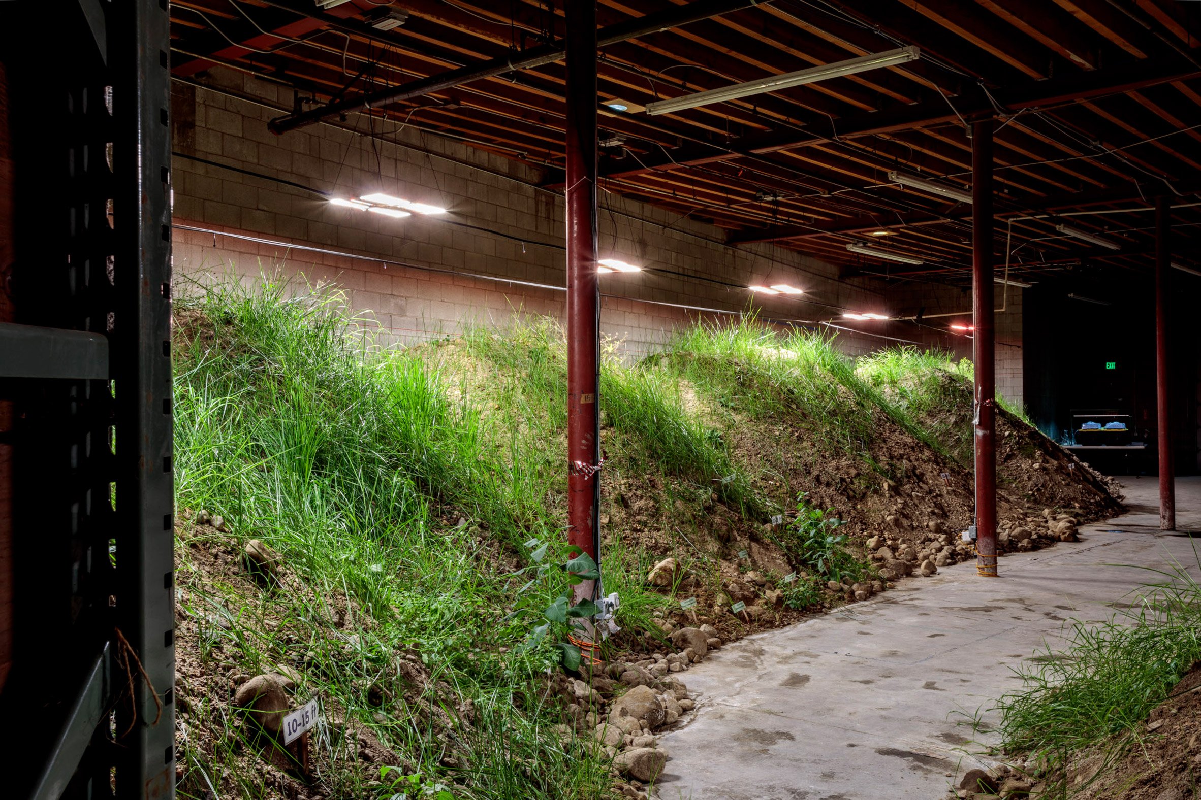 Mounds of soil in doors in studio
