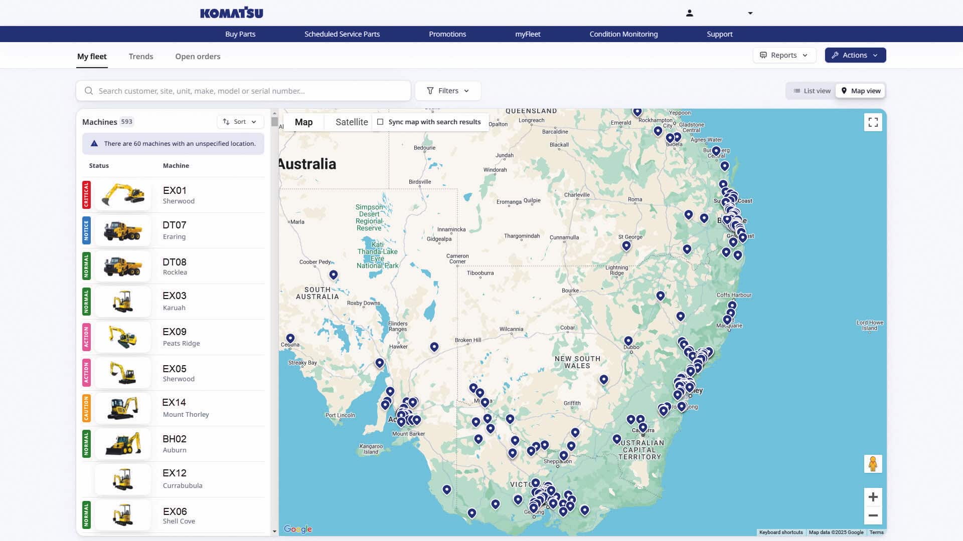 myFleet can track metrics, such as engine hours, idling time and fuel consumption, providing more insight into machine use.