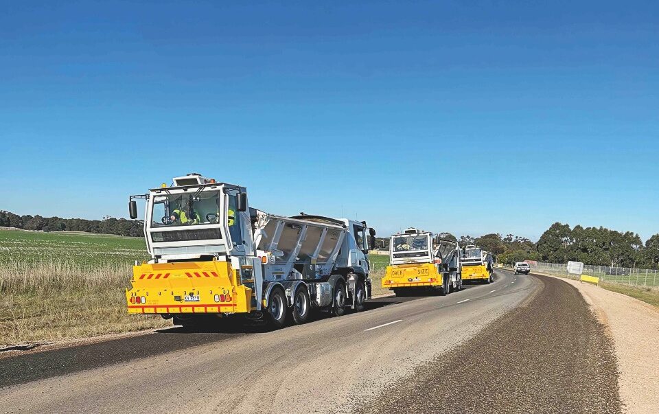 The dual controlled forward moving aggregate spreader is the machine for all spray sealing projects across the road network.