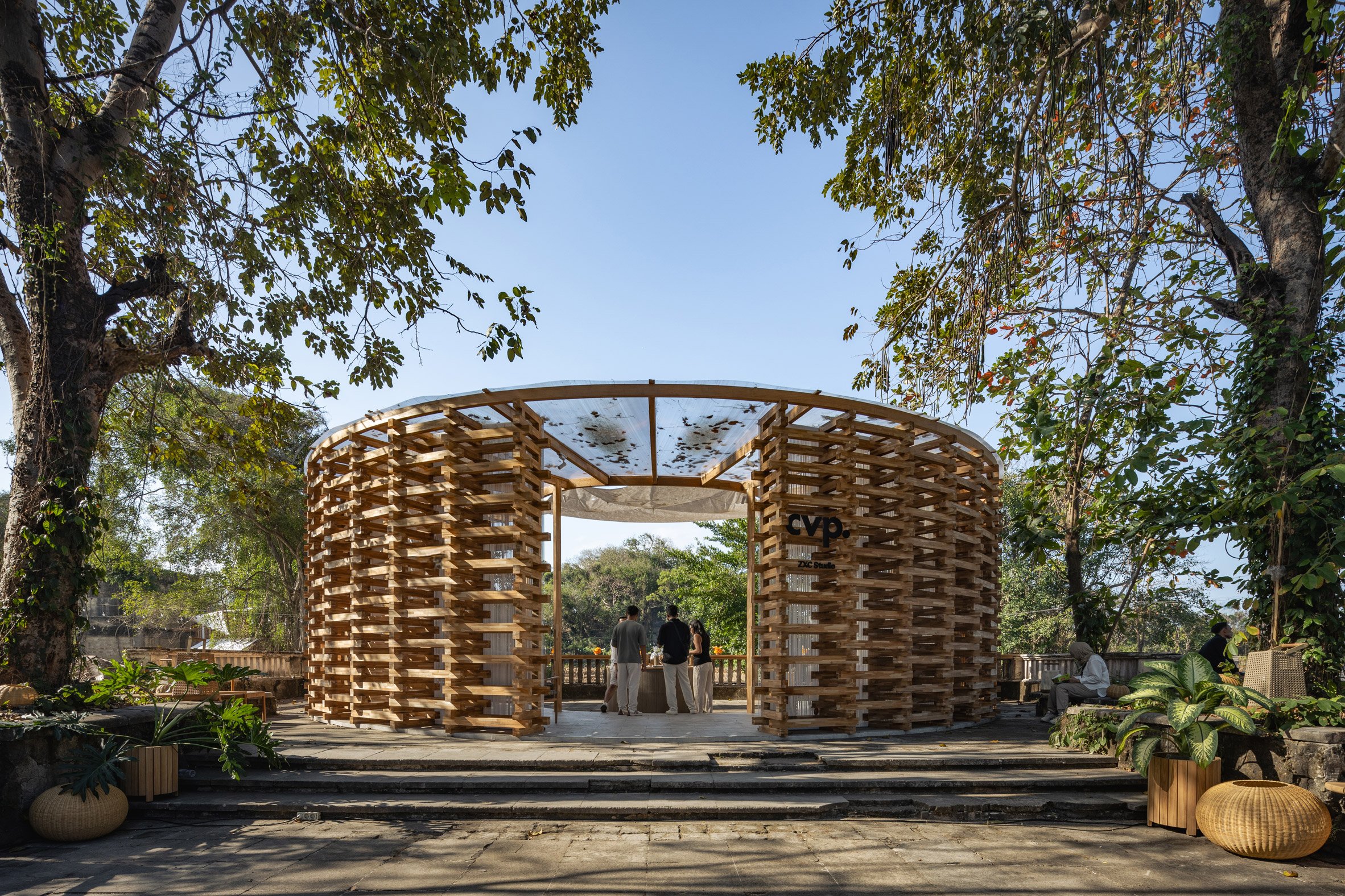 ZXC Studio designs CVP pavilion with timber offcuts that will later be reused in furniture