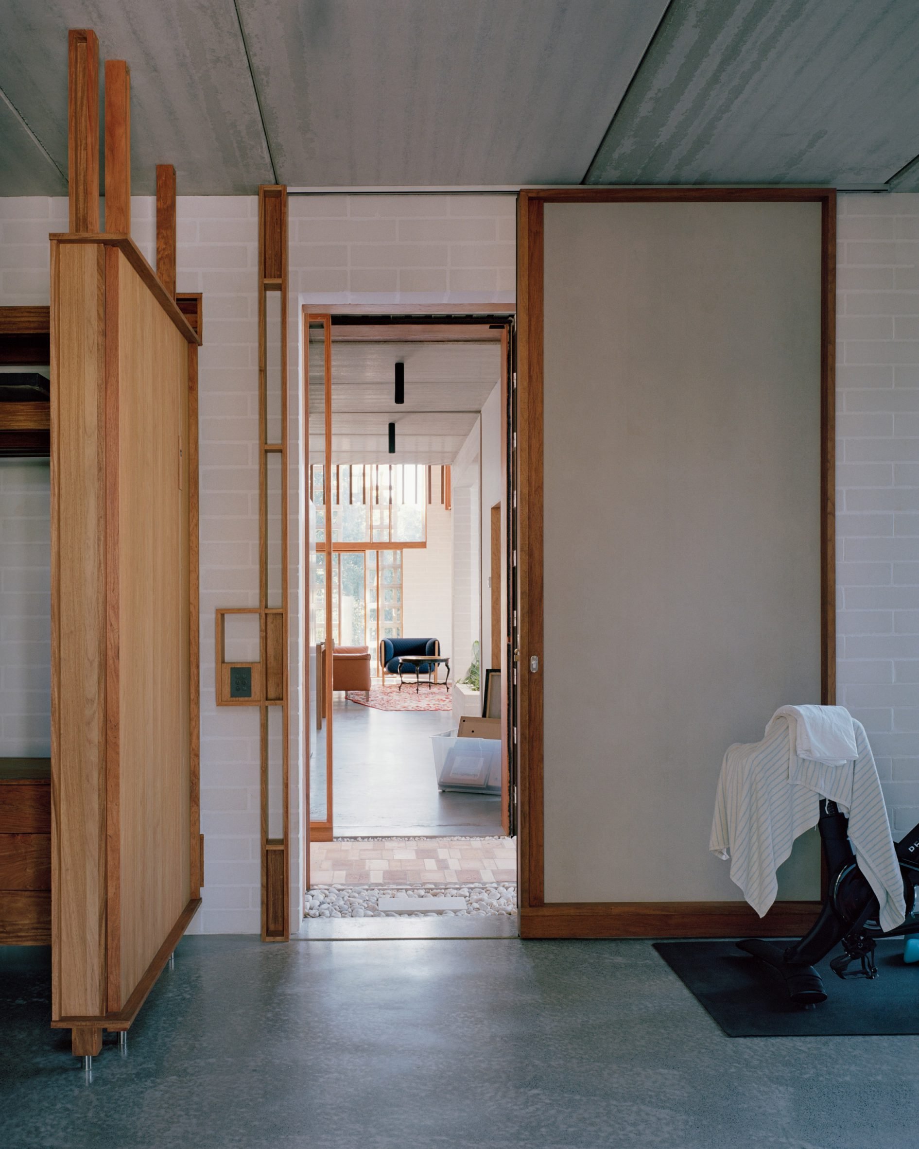 Timber-lined interior of Brisbane home