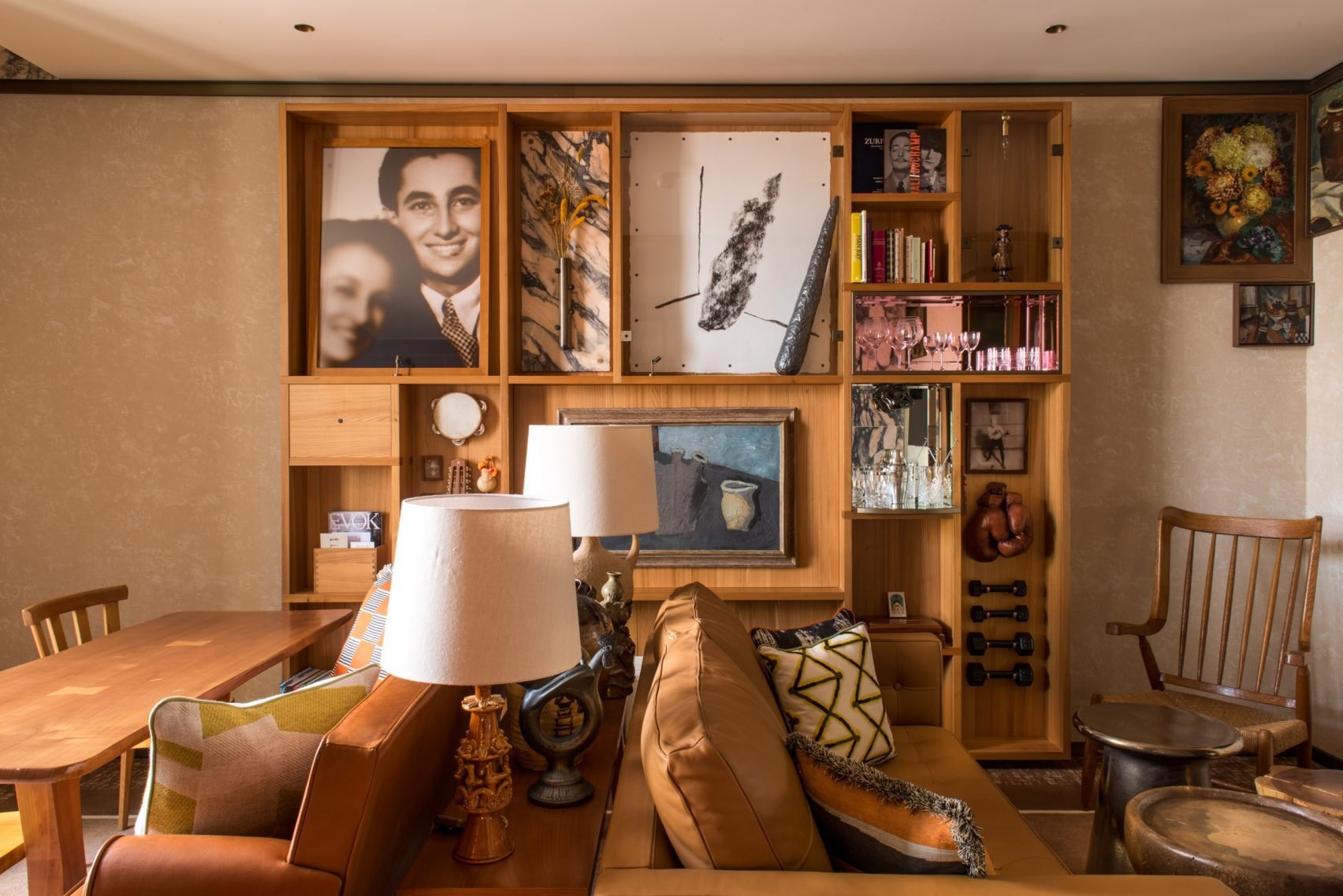 Cluttered Madrid hotel interior