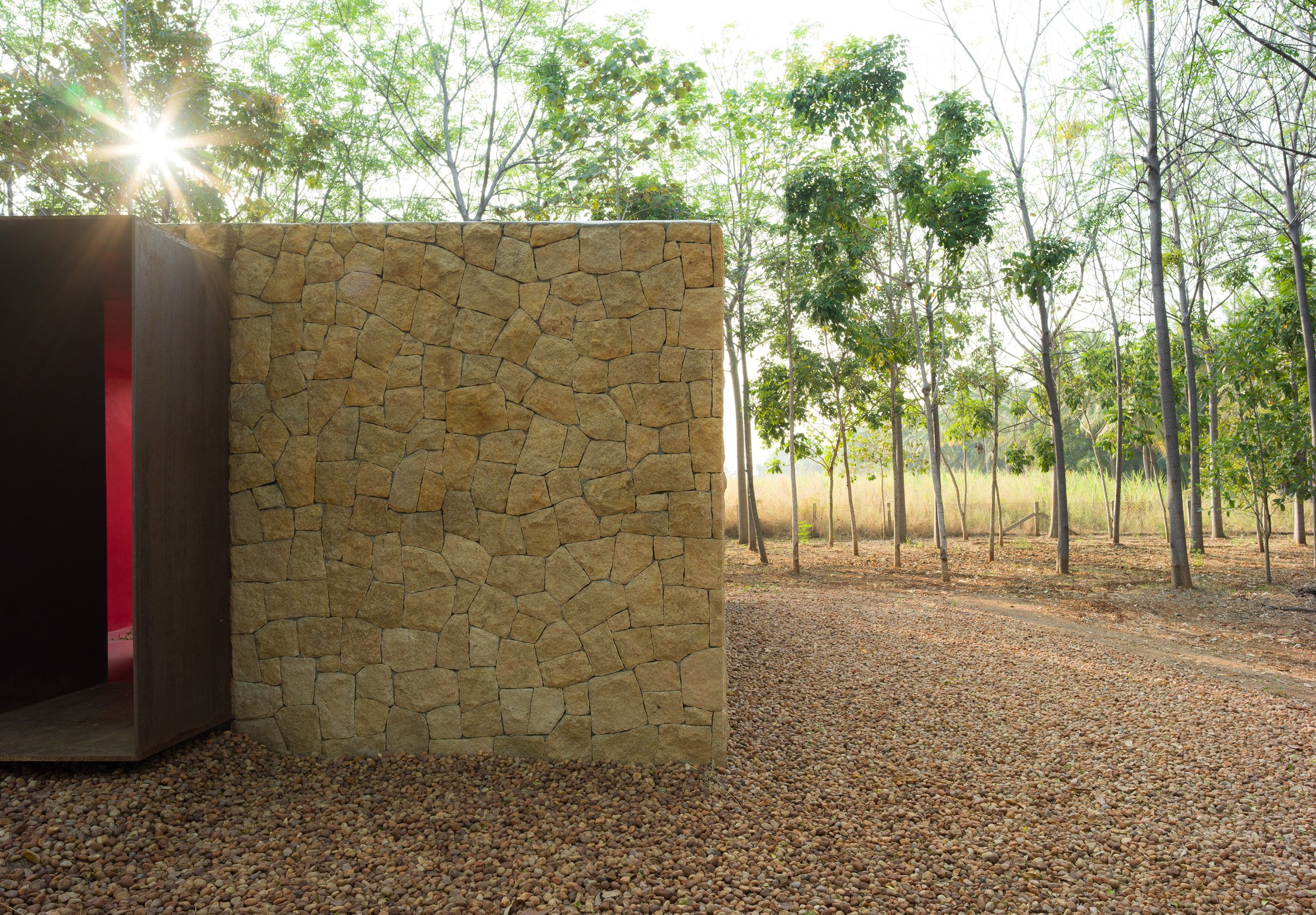 Close-up of stone memorial by 182 Design