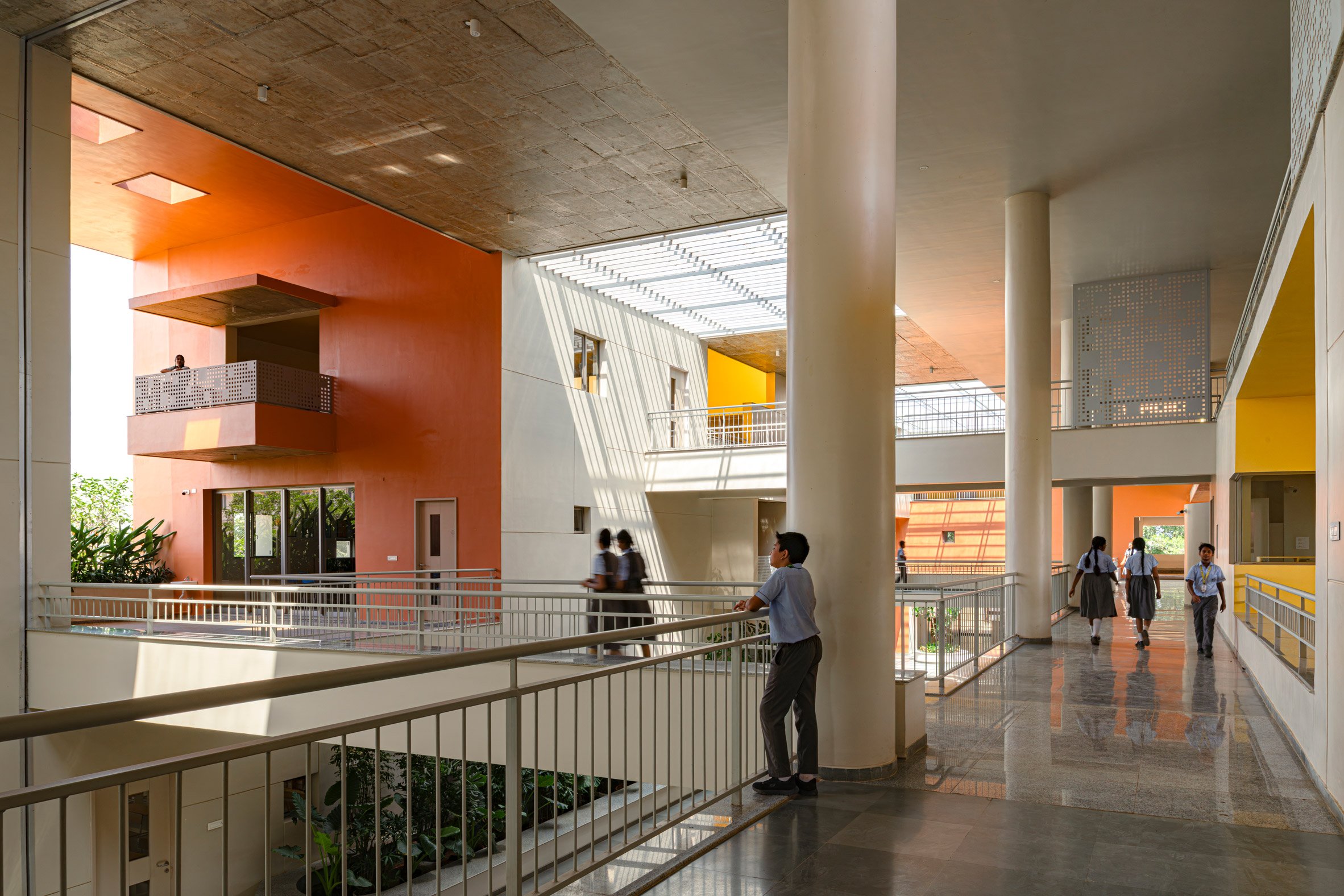 Hallways within the Rainbow International School extension in India