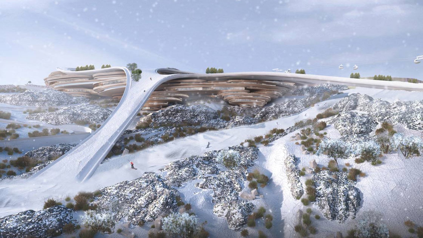 Trojena skiiing resort in Neom, Saudi Arabia