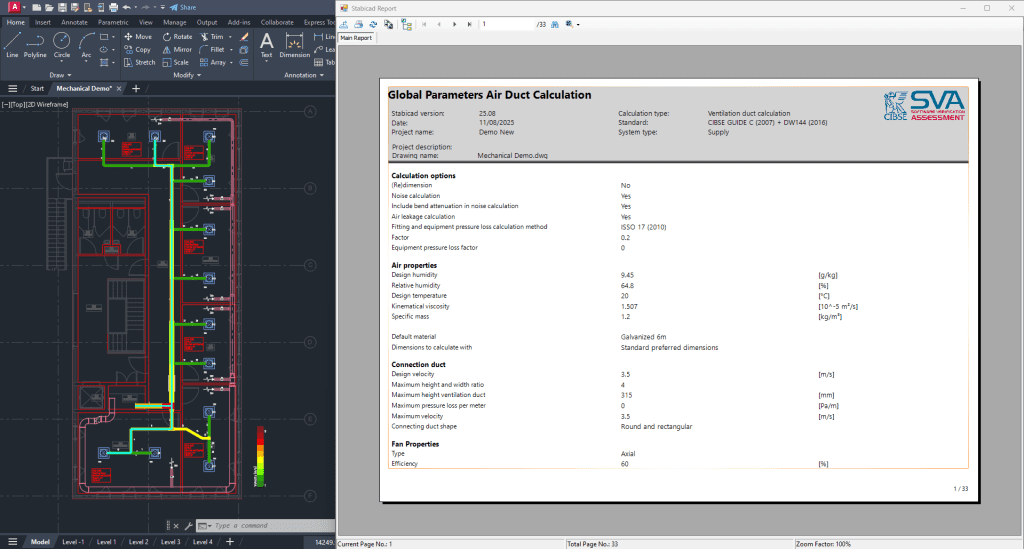 Calculations made by Stabicad for AutoCAD