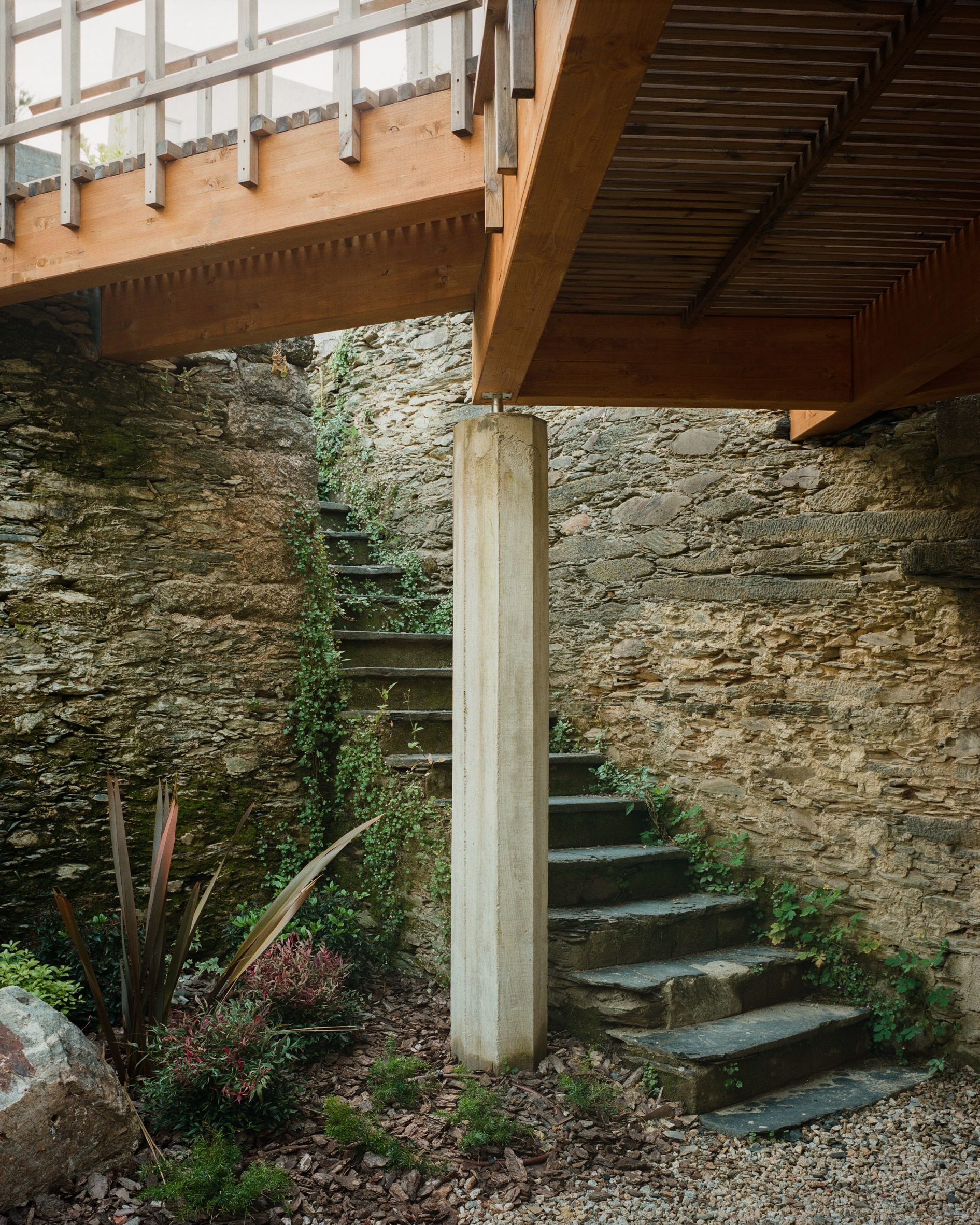 Stairs leading down to lower floor of House in Valango in Portugal