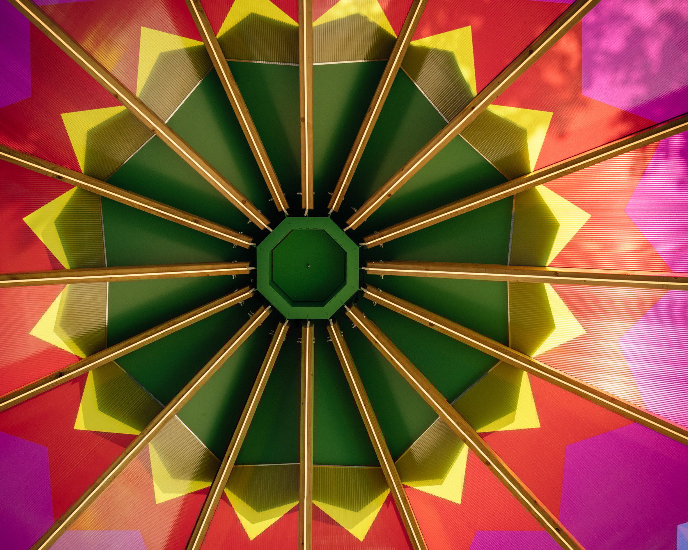 Colourful bandstand roof
