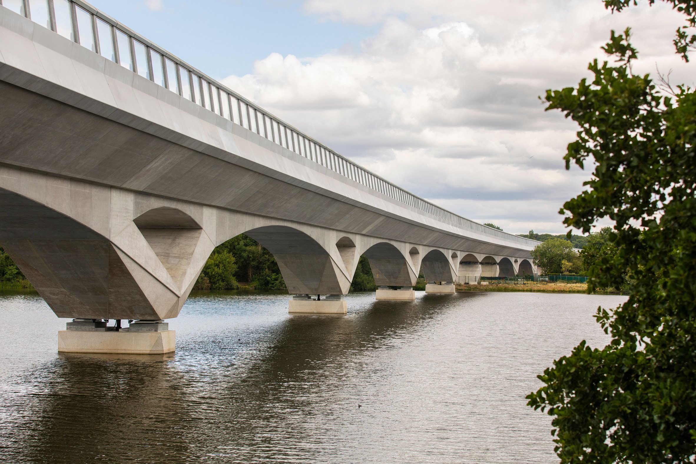 Close-up view of UK's longest railway bridge