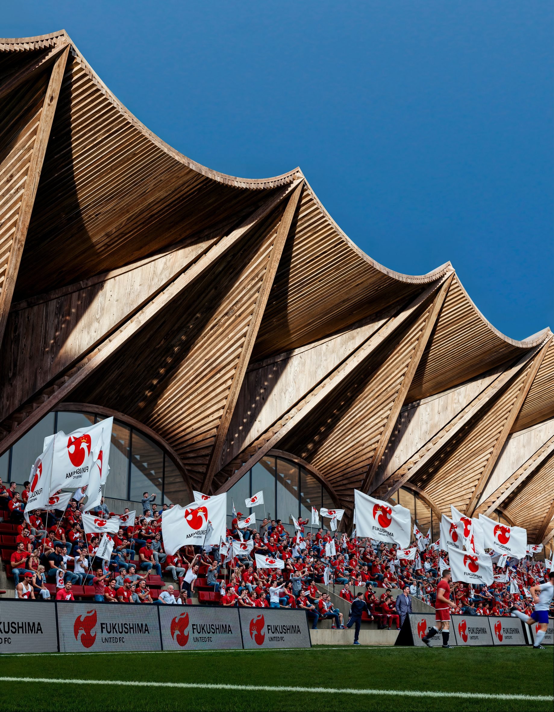 Render of crowds ay new Fukushima United FC stadium in Japan