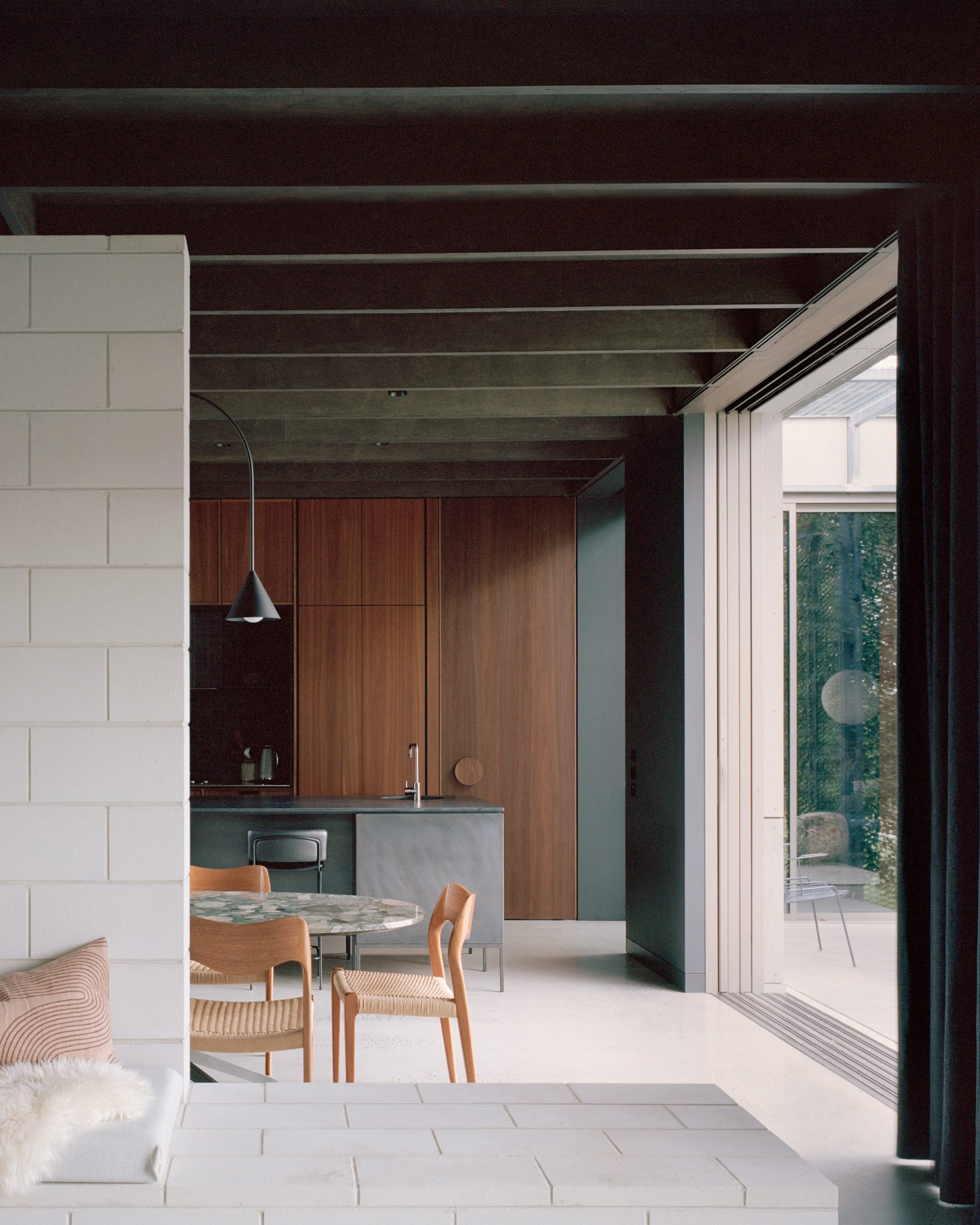 Blockwork and wood walls in an Australian home