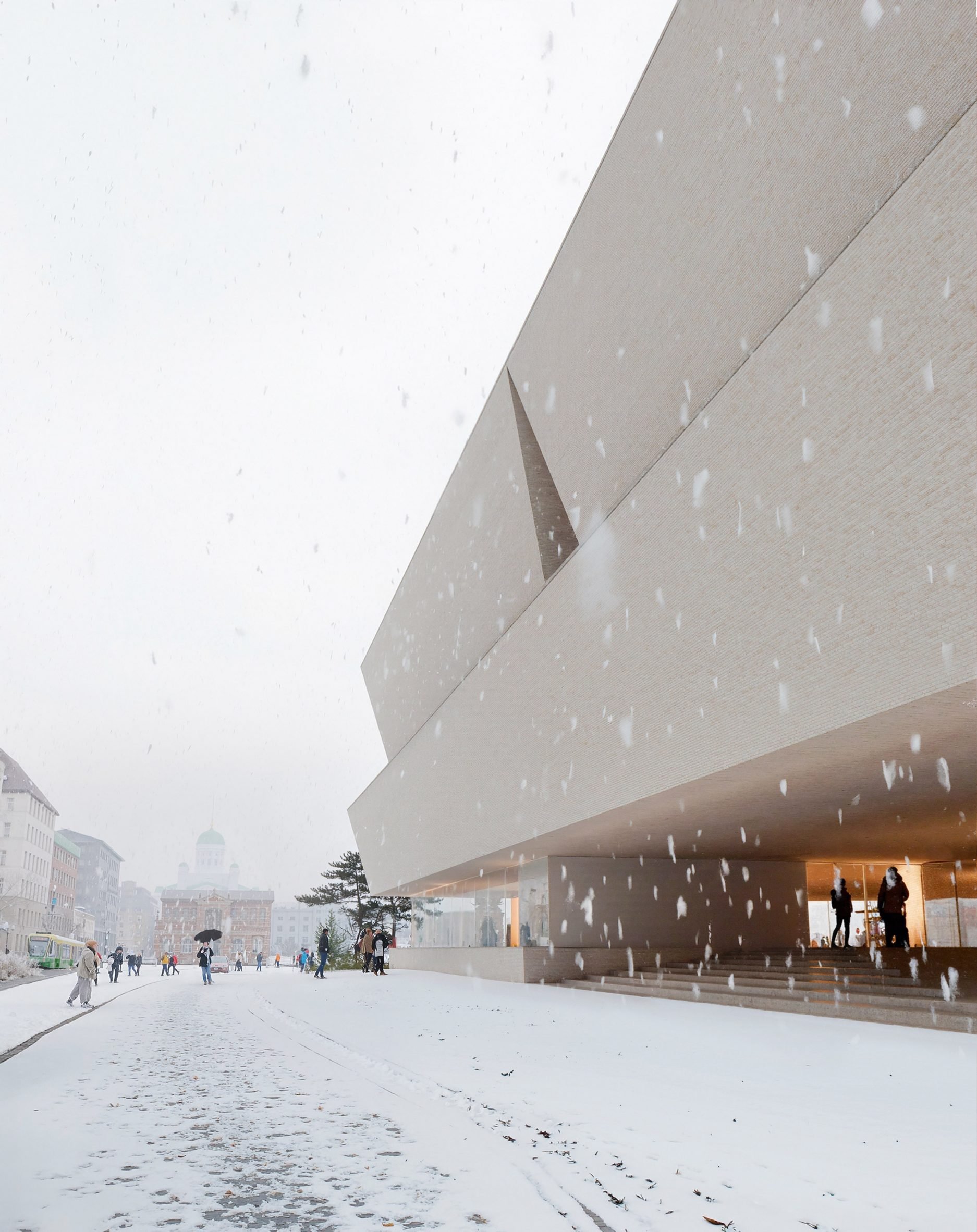 Render of Museum of Architecture and Design Helsinki by JKMM Architects