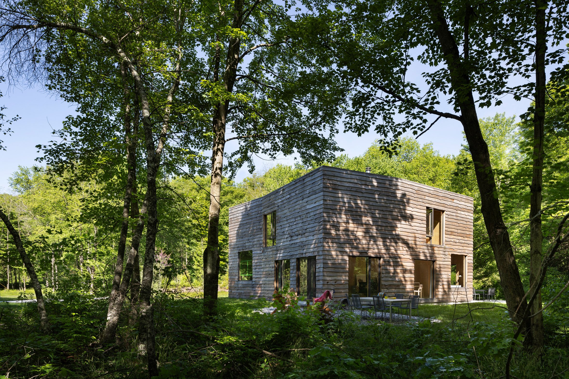 Exterior of CLT House in Hudson Valley by nArchitects
