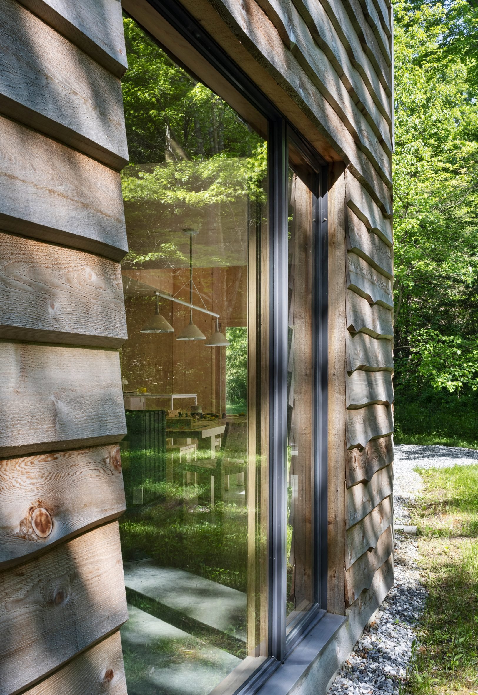 Live-edge siding on a house